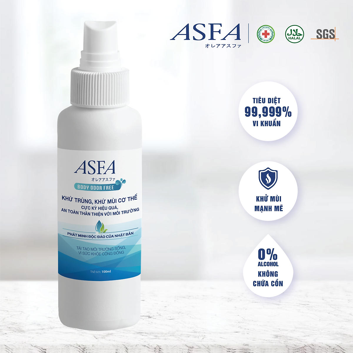 Nước Xịt Diệt Khuẩn Khử Mùi ASFA Body Odor Free (100ml) Dành Cho Cơ Thể