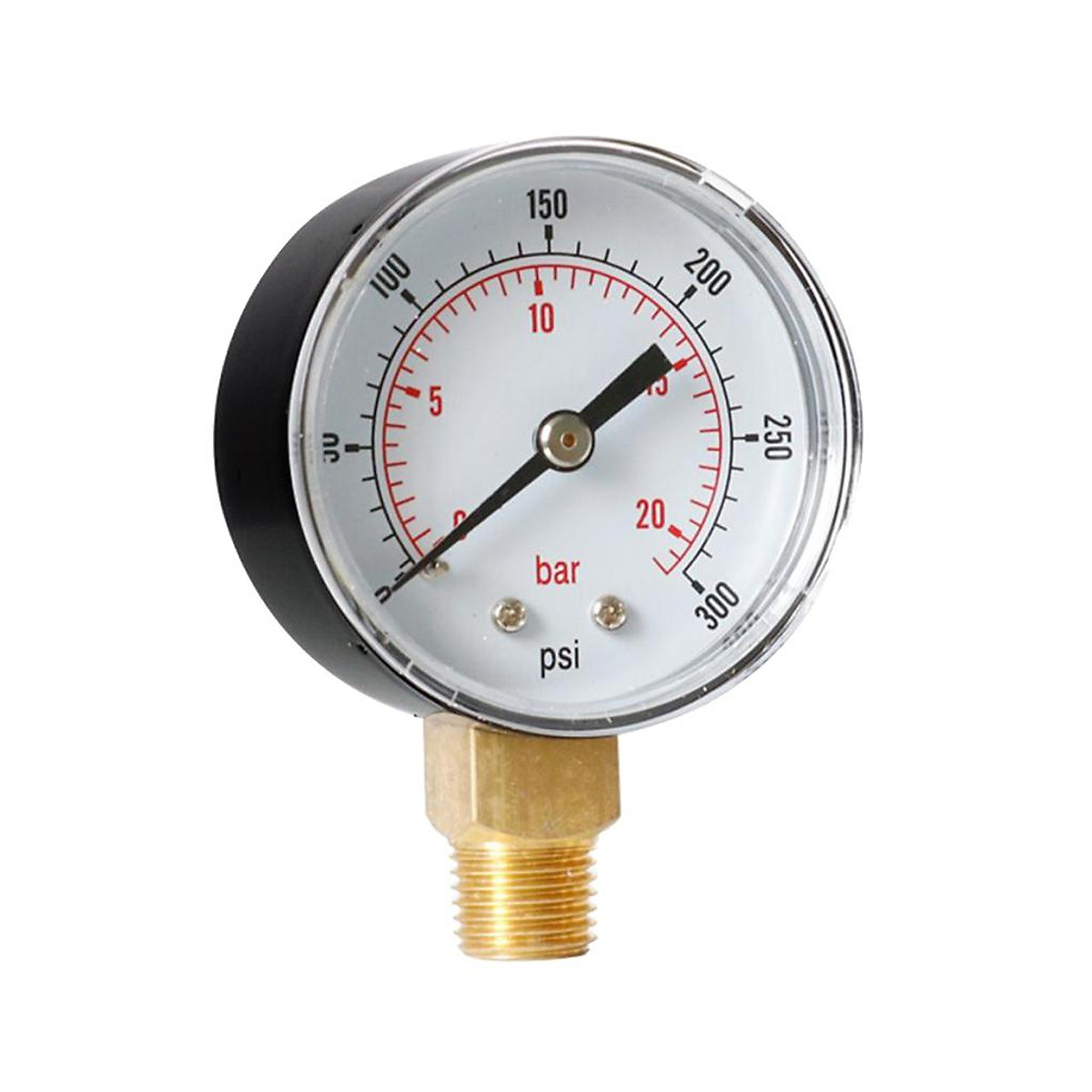 Pressure Gauge 0300PSI 020Bar Dial Pneumatic Hydraulic Air Pressure White