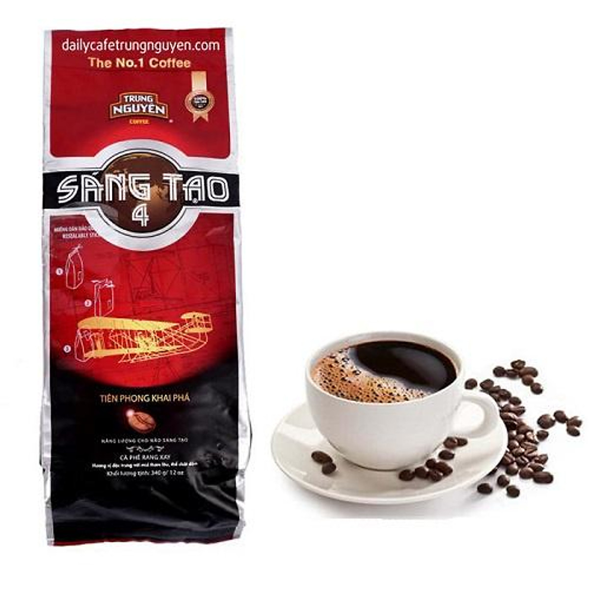 Combo 2 Bịch Cà Phê Rang Xay Trung Nguyên Legend Sáng Tạo 4 – Gói 340g – Gu Mạnh Cân Bằng, Dùng Ngon Với Đá & Sữa