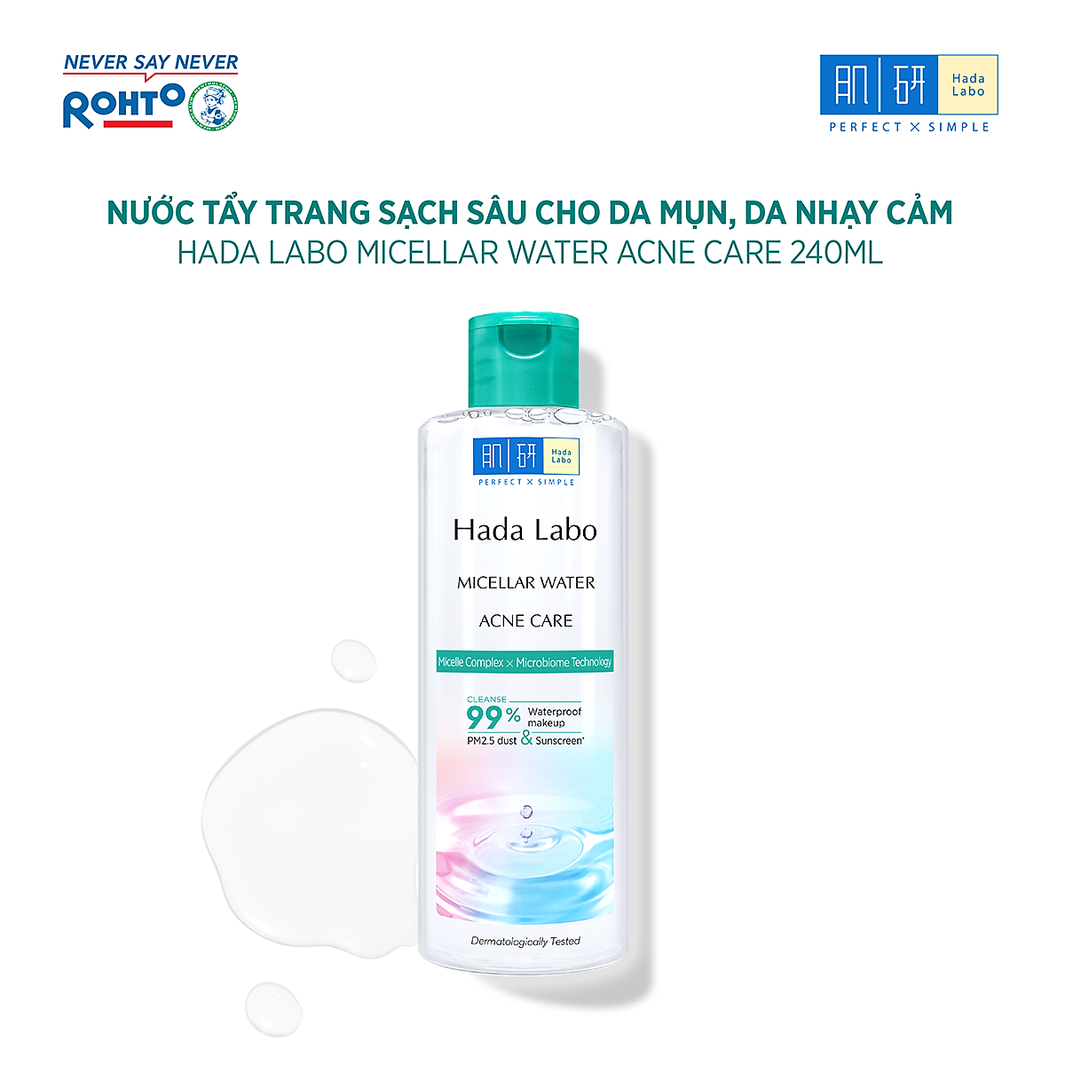 Nước tẩy trang sạch sâu cho da mụn, nhạy cảm Hada Labo Micellar Water Acne Care 240ml