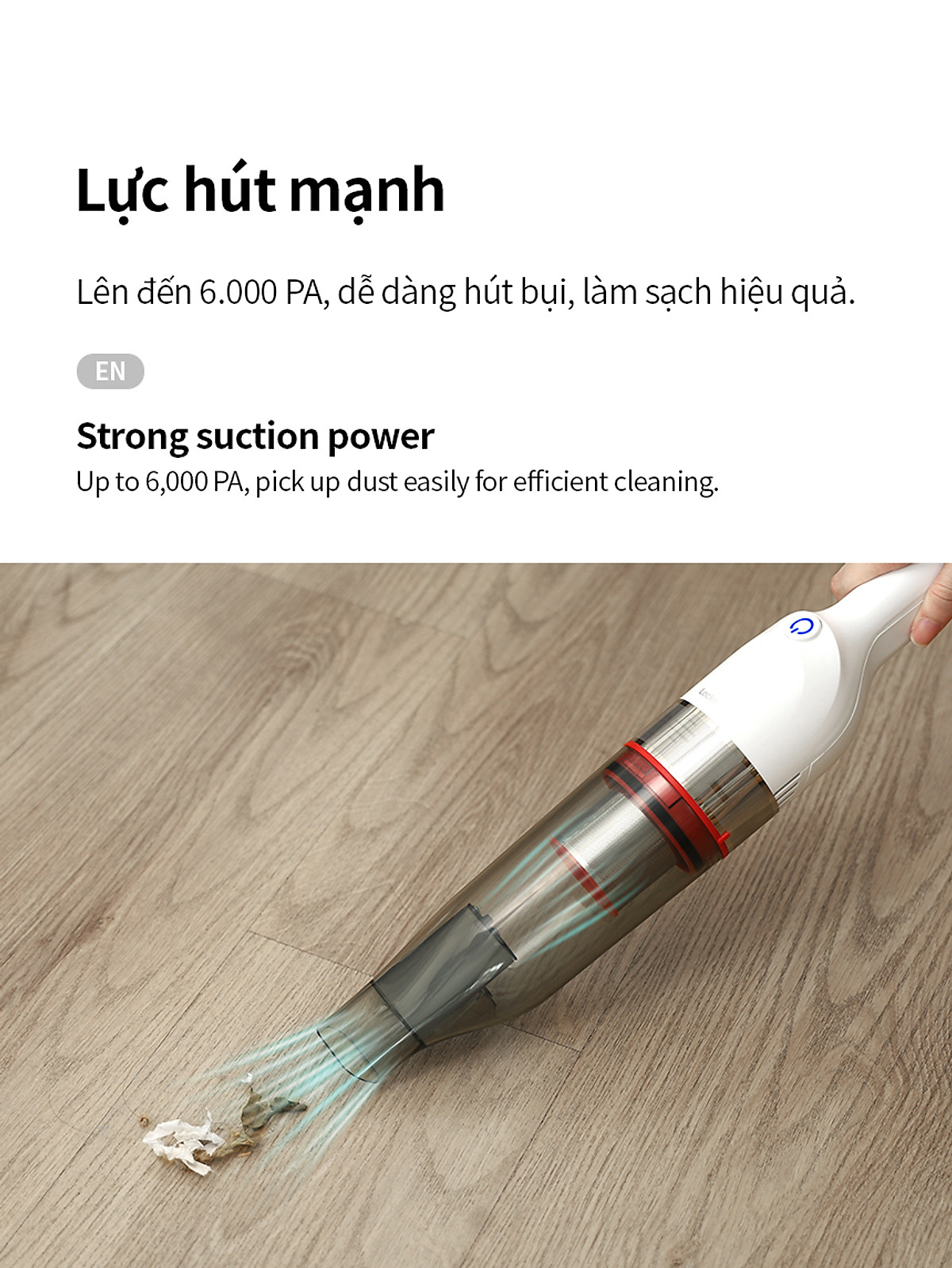 Máy hút bụi cầm tay mini Locknlock ENV136WHT Mini vacuum cleaner - 14V, 500mA, 75W - Dung tích 0.5L- Hàng chính hãng
