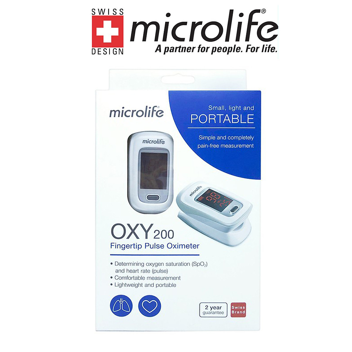 Máy đo nồng độ OXY trong máu và nhịp tim Microlife SPO2 OXY200 - Chính Hãng Thụy Sĩ