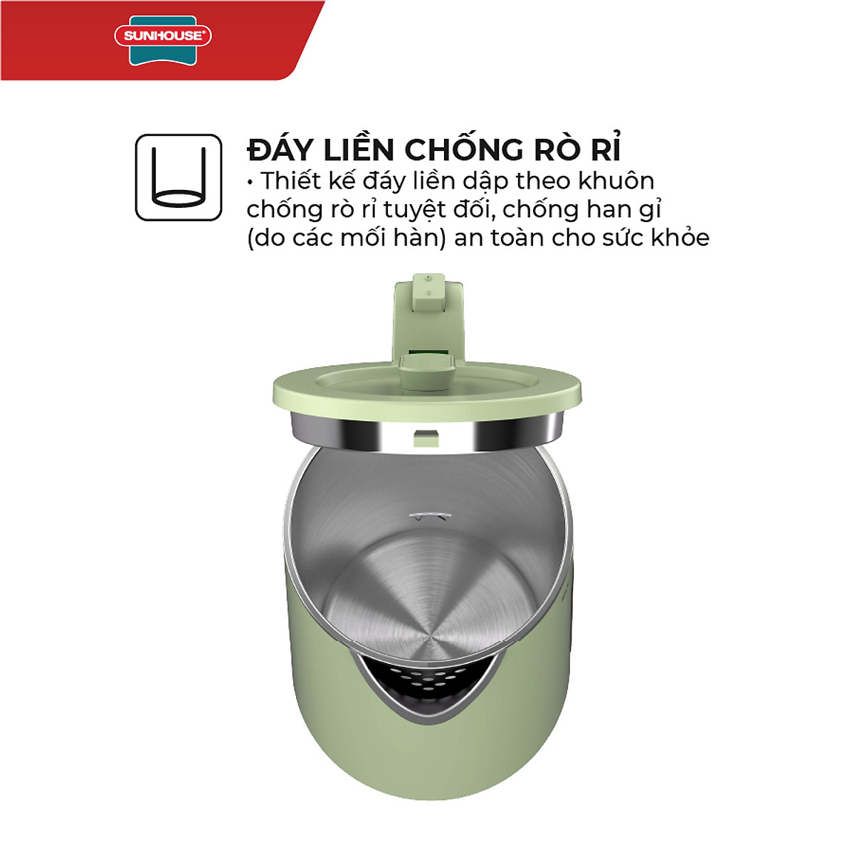Ấm Đun Siêu Tốc Inox 2 Lớp Sunhouse SHD1353 (1.8 Lít) - Hàng Chính Hãng