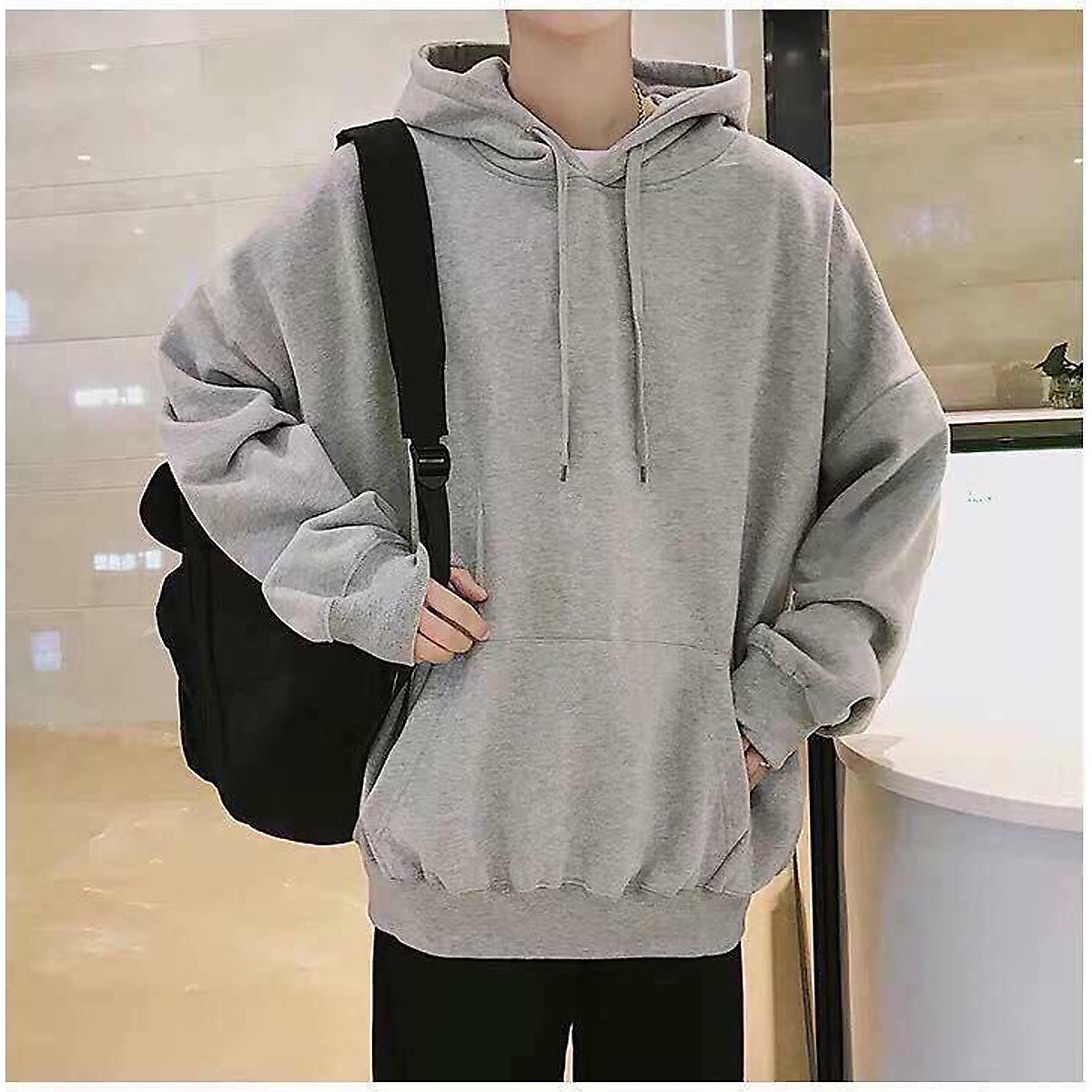 Hình ảnh Áo Khoác Hoodie Nam Nữ MIRAKO Màu Xám Trơn Basic Đơn Giản #1