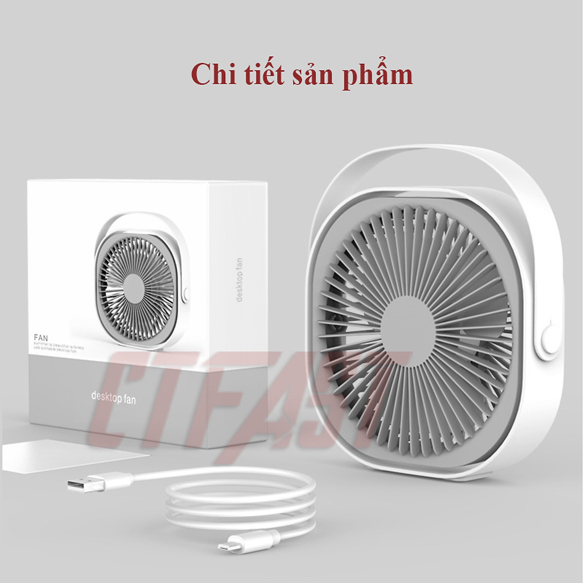 Quạt mini để bàn, quạt tích điện usb CTFAST M102 - Quạt cầm tay 3 tốc độ, điều chỉnh hướng gió 360 độ, không gây ồn, pin sạc dung lượng cao - hàng chính hãng
