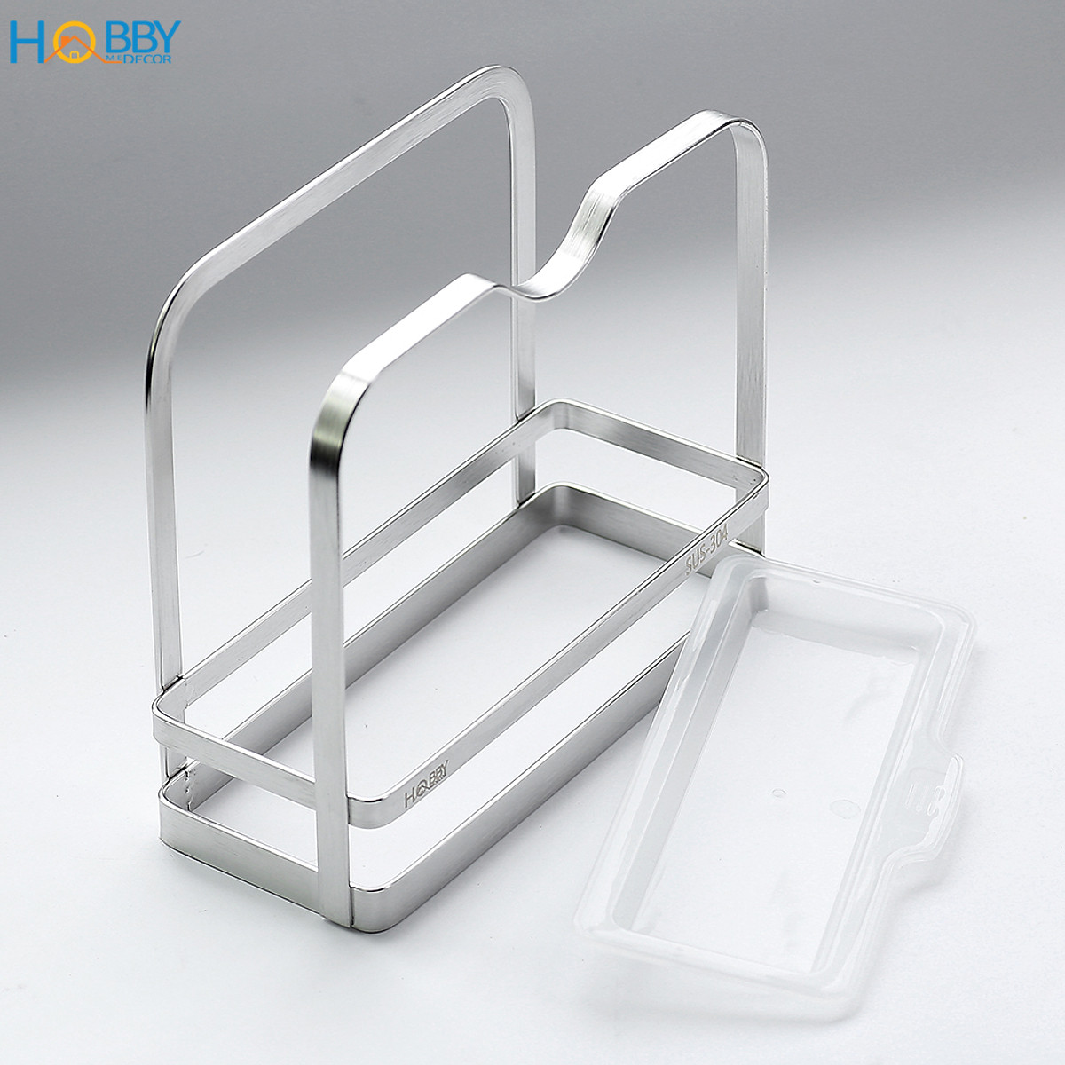 Kệ để nắp vung nồi thớt cho ráo nước inox 304 Hobby home decor TT06