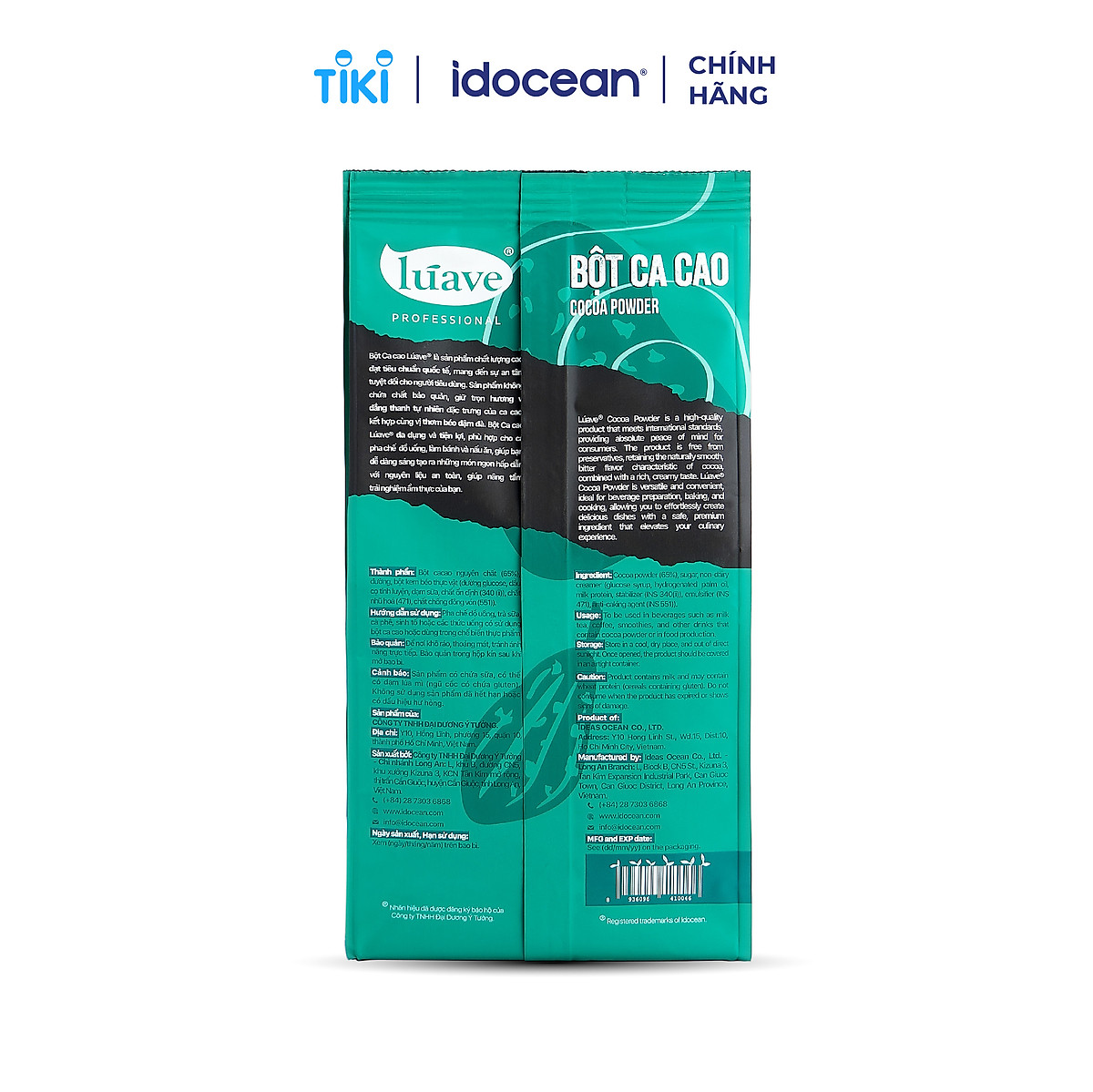 Bột Cacao LÚAVE 500g (Bột Ca cao hương vị đắng béo tự nhiên, đậm đà, có thể dùng pha chế nhiều thức uống, làm bánh, kem)
