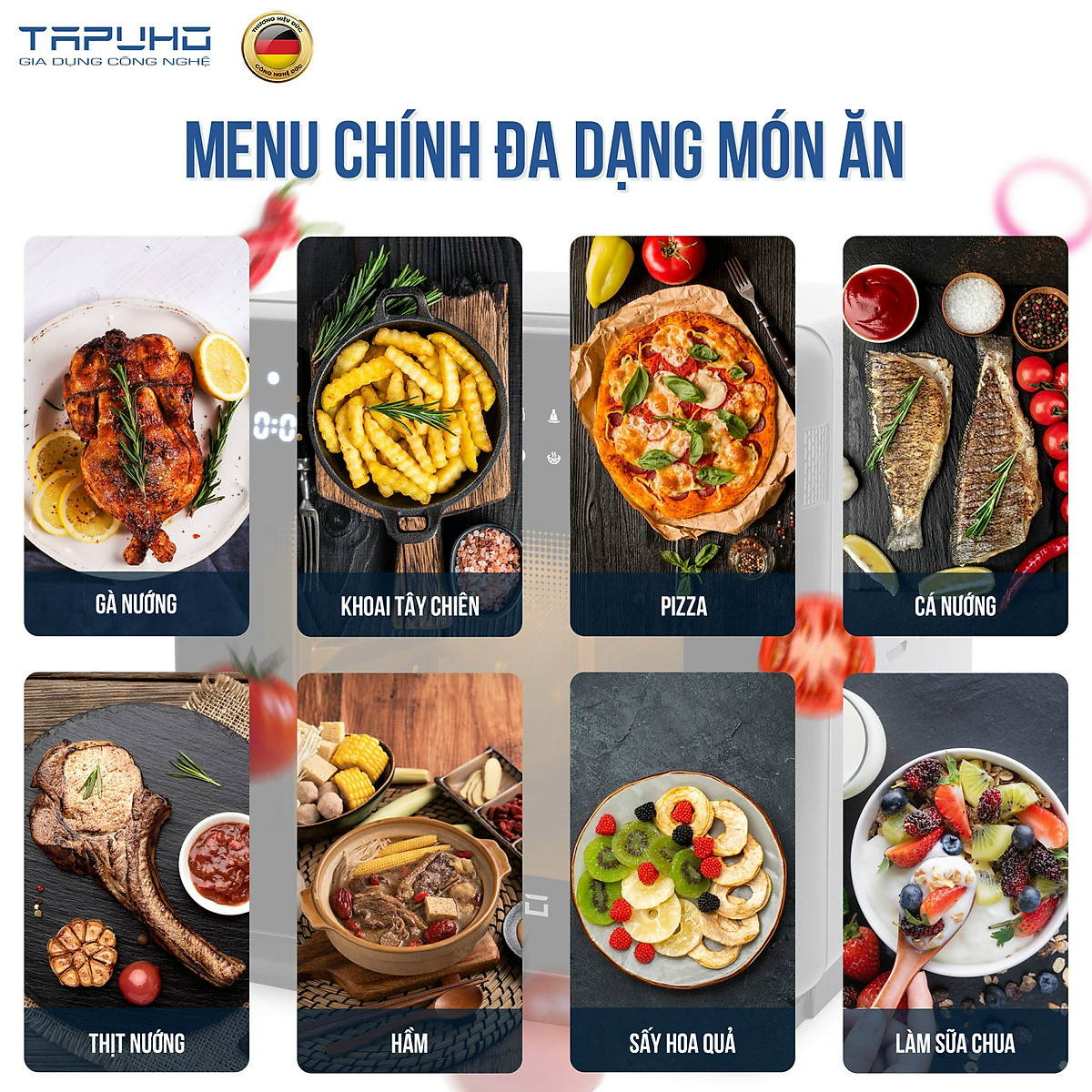Nồi chiên hơi nước cao cấp TAPUHO TSF16 - Thương hiệu Đức - 2.800w - 16 lít - BH 2 năm