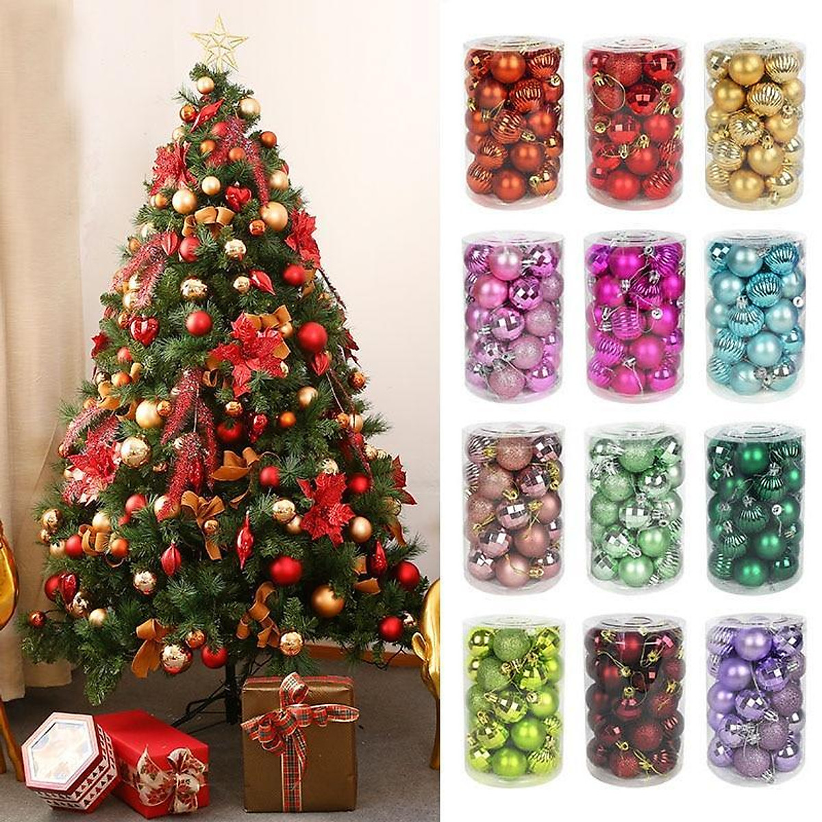 Quả châu nhựa trang trí noel