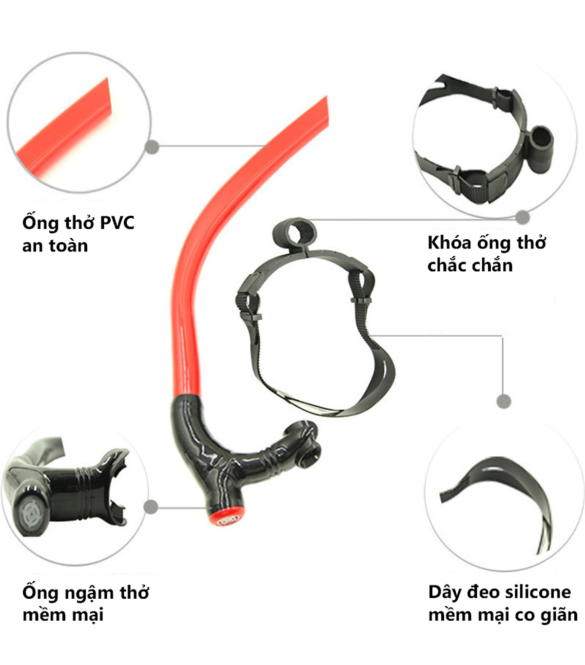 Ống Thở Lặn Chuyên Nghiệp Cleacco Với Dây Đeo Silicone Mềm Mại Co Giãn - Hàng Chính Hãng