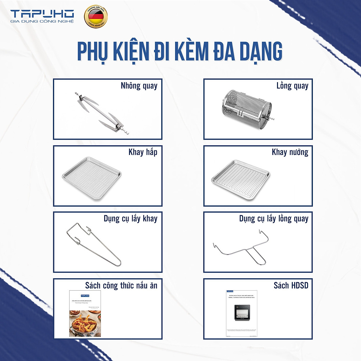 Nồi chiên hơi nước cao cấp TAPUHO TSF16 - Thương hiệu Đức - 2.800w - 16 lít - BH 2 năm