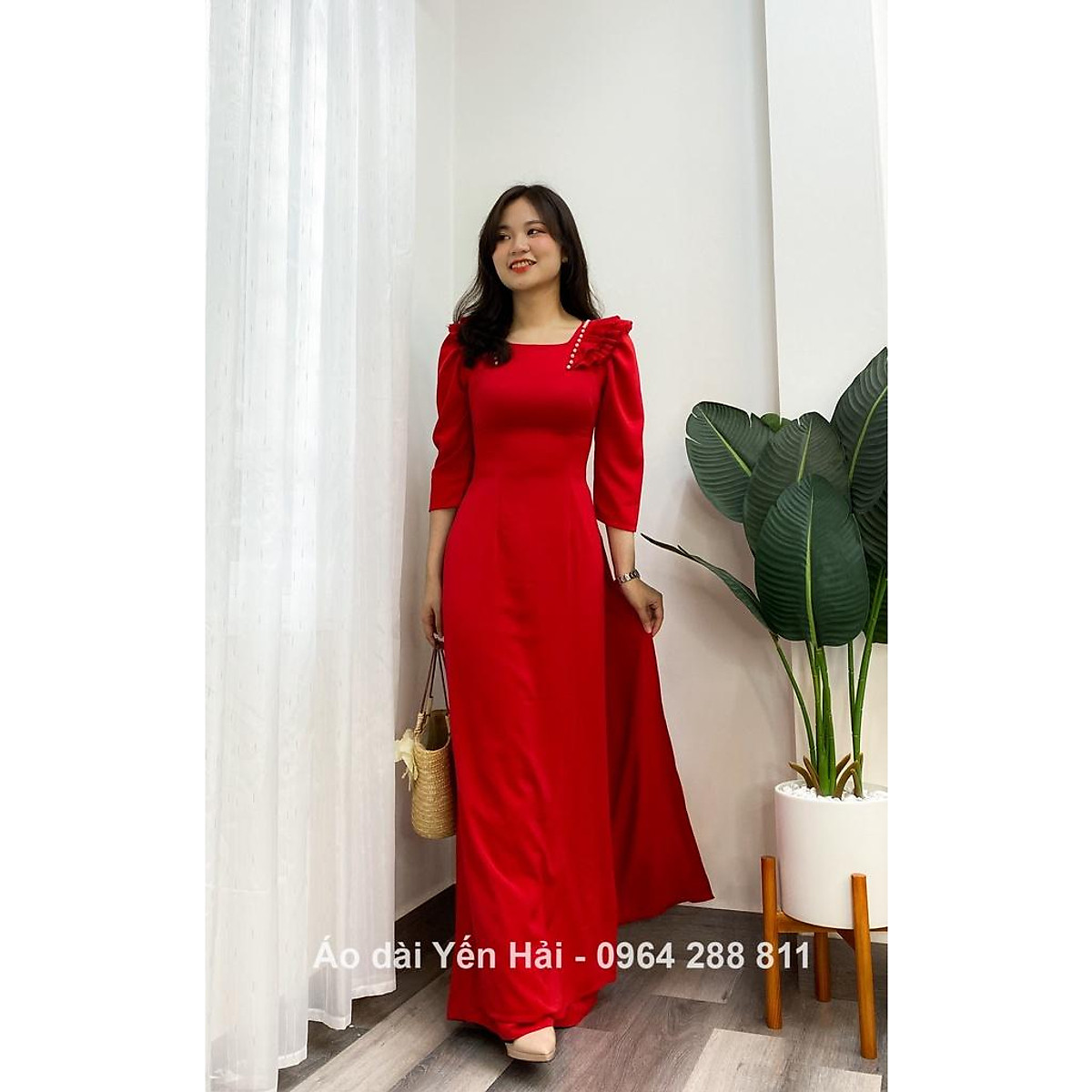 Mua Áo Dài Thiết Kế Cổ Vuông Cách Điệu - Mua Cả Bộ,M Tại Shop Áo Dài Bảo  Hiếu | Tiki