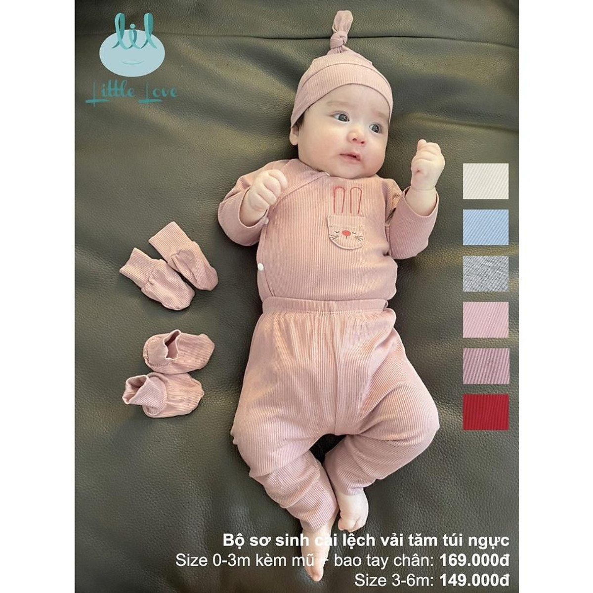 Mua BỘ SƠ SINH CÀI CHÉO,CÀI GIỮA, BODY CHẤT COTTON TĂM LITTLE LOVE