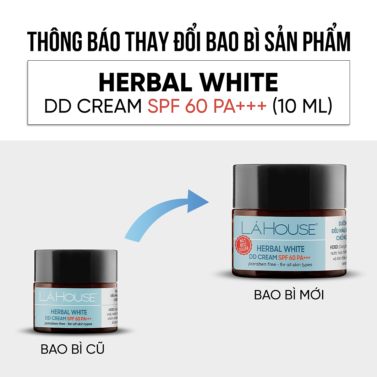 Kem dưỡng ngày trắng da, làm sáng da,làm mờ dấu hiệu lão hóa da Lá House Herbal White DD Cream SPF 60PA+++ 10ml/30ml