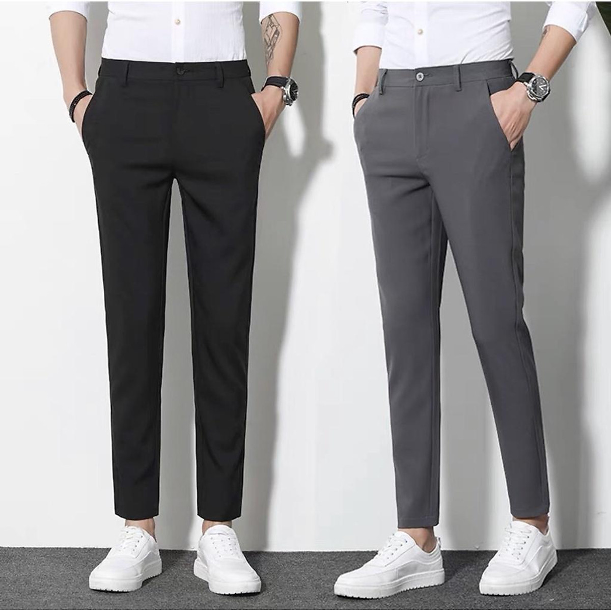 Mua Quần Tây Âu Nam - dáng hàn quốc Slim Fit không đường ly vải co giãn ...