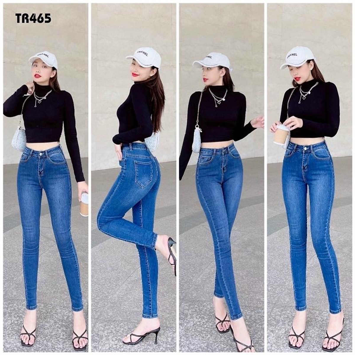 Quần jeans nữ đen tuyền size lớn 374.6 | Jeans Style