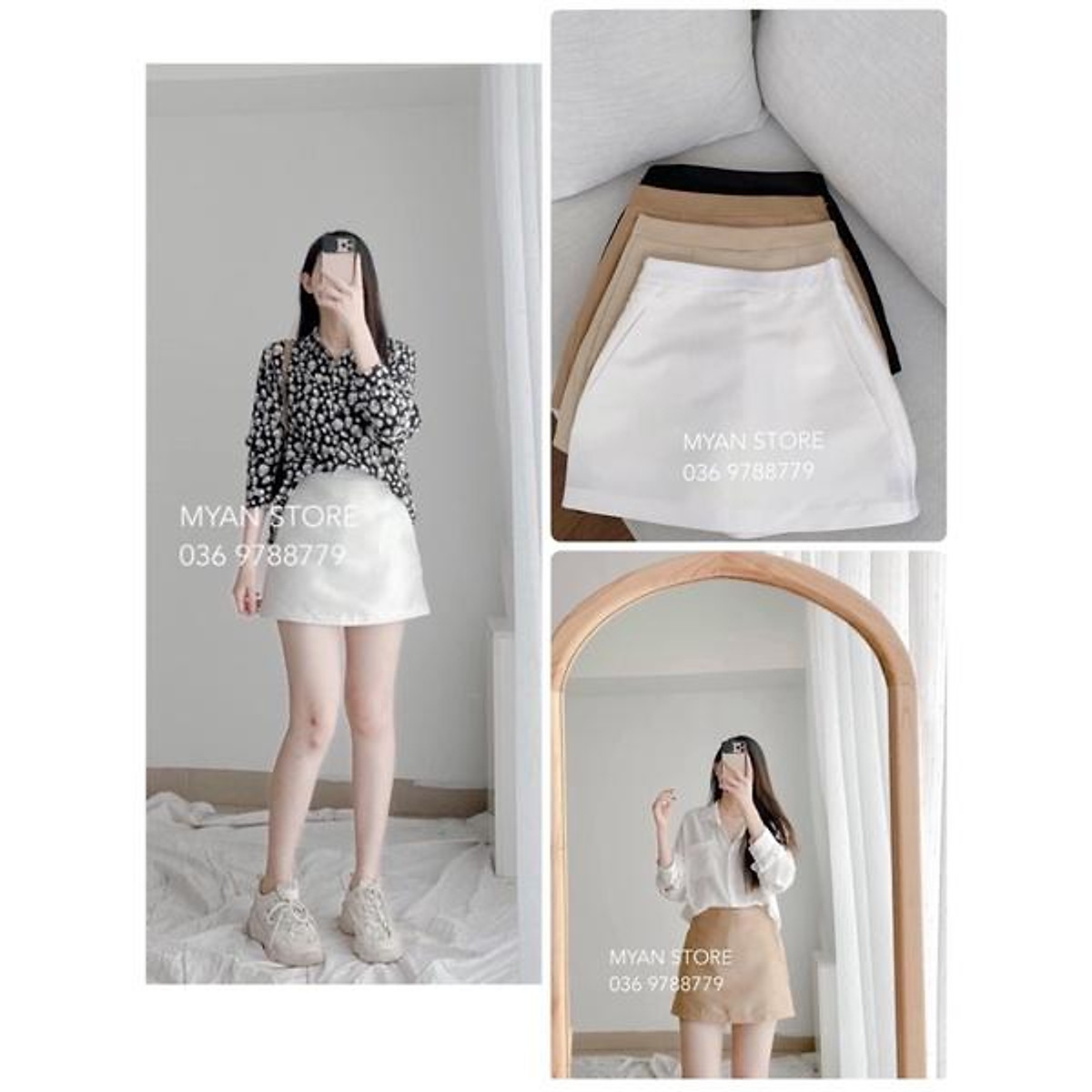 Lazie Shirt  Chân váy công sở  Tafta be Đen Trắng FA257FA255FA2   FACI