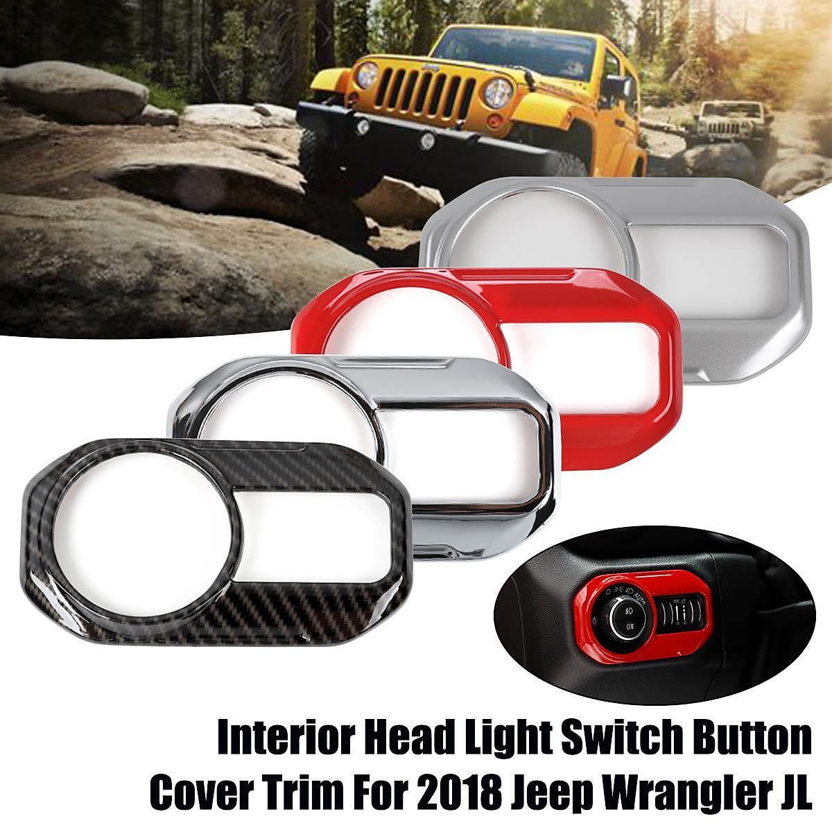 Mua Interior head light switch button cover trim For 2018 Jeep Wrangler JL  ABS --- Carbon Fiber / Red / Plating Color / Sl