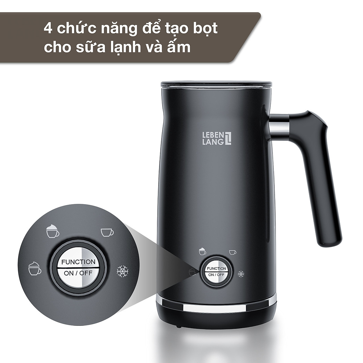 Máy tạo bọt cà phê, sữa LEBENLANG LBF3088 hâm nóng và tạo bọt sữa, dung tích 300ml - hàng chính hãng