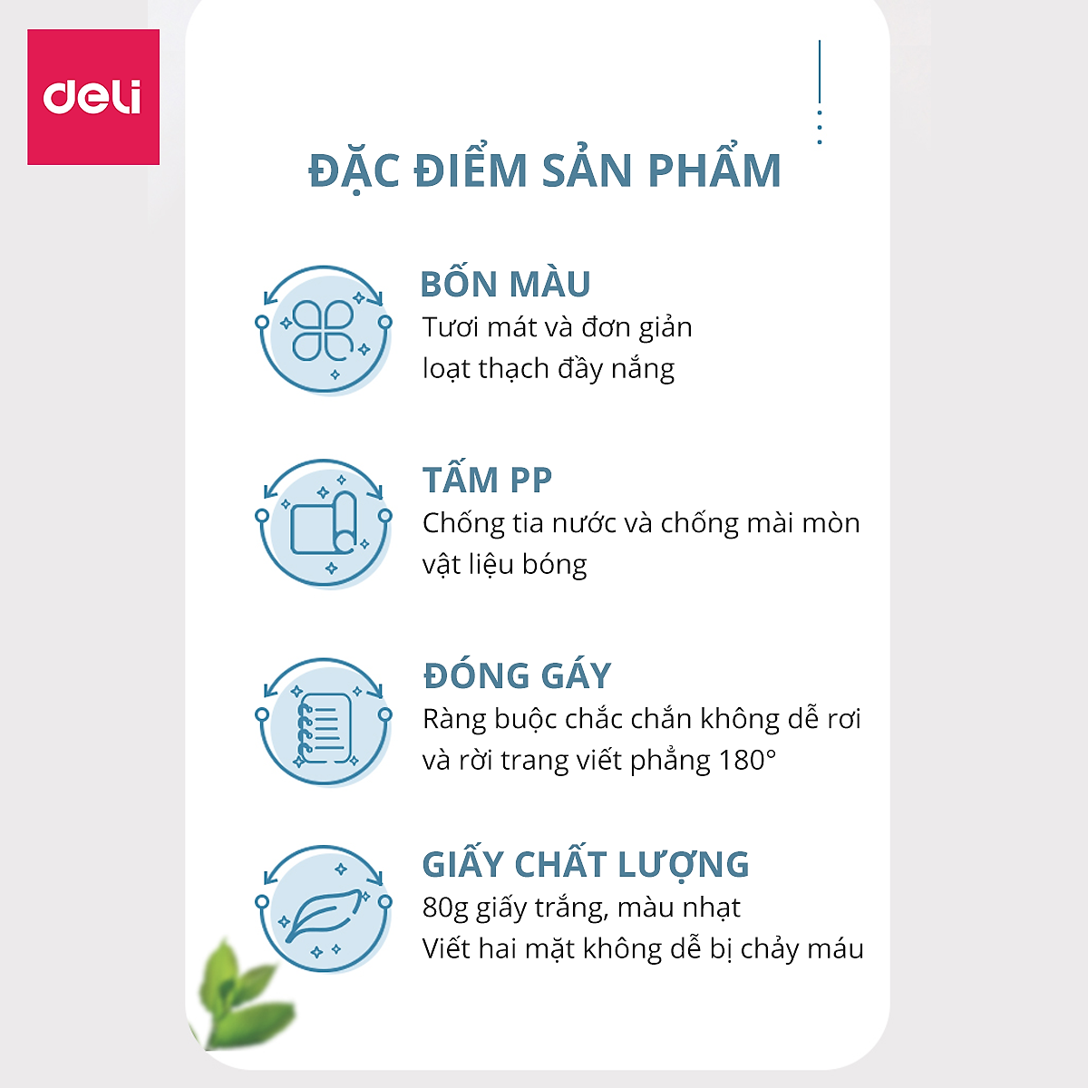 Sổ Tay Ghi Chép Lò Xo Bìa Nhựa A5 / B5 120 Trang 100 Trang 80 Gsm Kẻ Ngang Màu Pastel Deli - Phù Hợp Làm Sổ Kế Hoạch, Sổ Nhật Kí, Tập Vở Ghi Chép - QLPA560 QLPB560 VLPA550 VLPB550