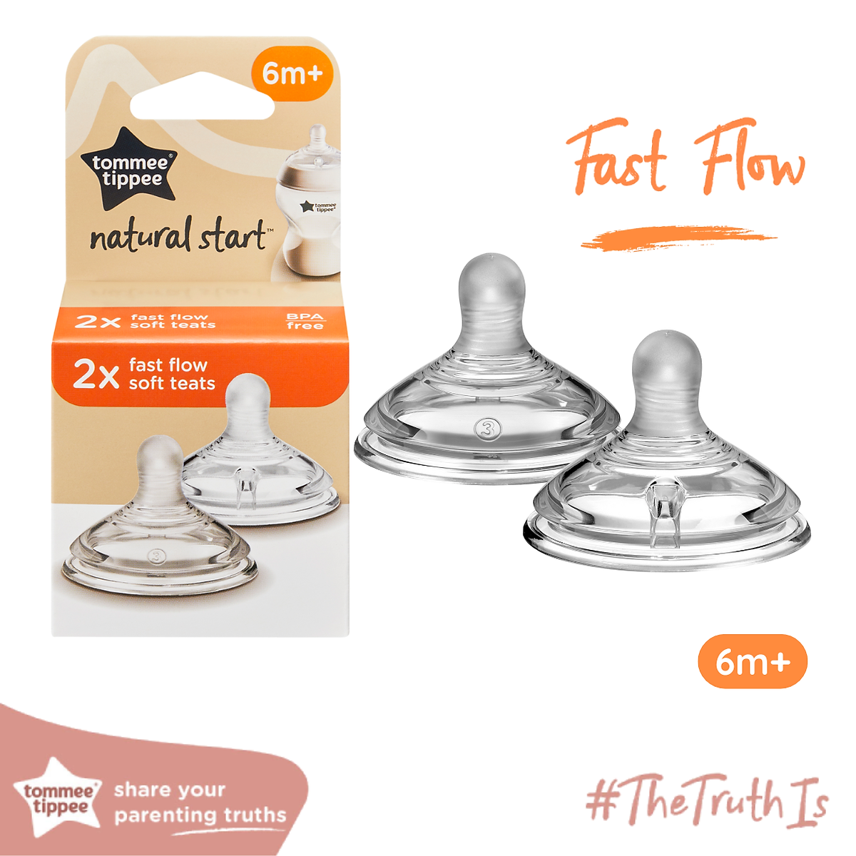 Combo Bình Sữa Tommee Tippee Natural Start Ty Siêu Mềm Tự Nhiên 260ml & Núm Ty Silicon Thay Thế 6M+