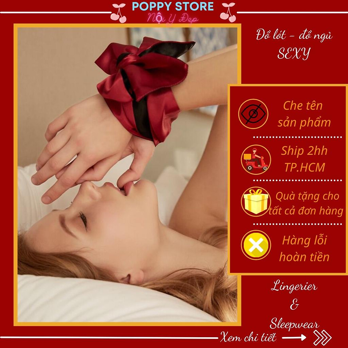 ️khăn Lụa Che Mắt️ Băng đô Bịt Mắt Sexy Chất Thun Lụa 2 mặt Đỏ-Đen/Trắng-Đen - Có Thể Kết Hợp Với Bất Kì Váy Ngủ Nào
