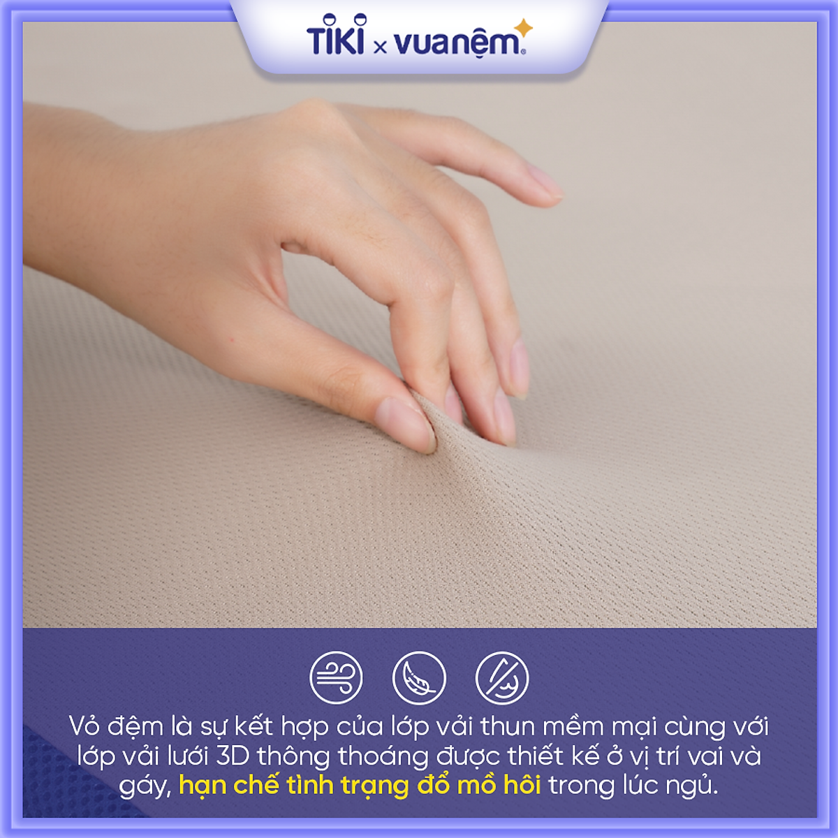 Nệm foam Goodnight Massage bán chạy số 1 Việt Nam 9cm tại Vua Nệm - Cấu trúc lượn sóng duy trì tư thế tự nhiên của cột sống