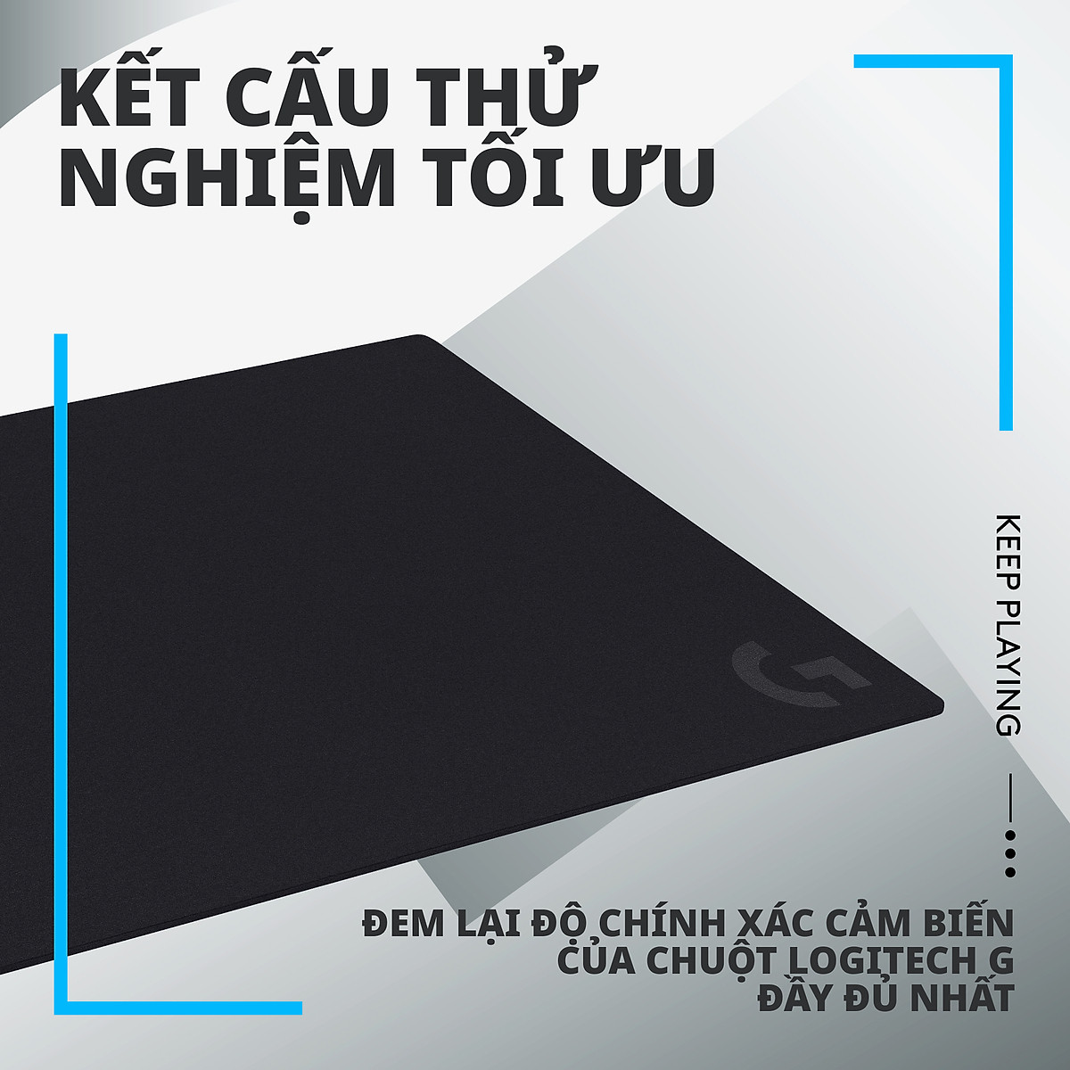 Bàn di chuột game Logitech G640 (Size L) tấm lót chuột chơi game bằng vải, tối ưu cho chơi game, ma sát, chống trượt kích thước 460 x 400 x 3 mm (dài x rộng x dày) - Hàng Chính Hãng