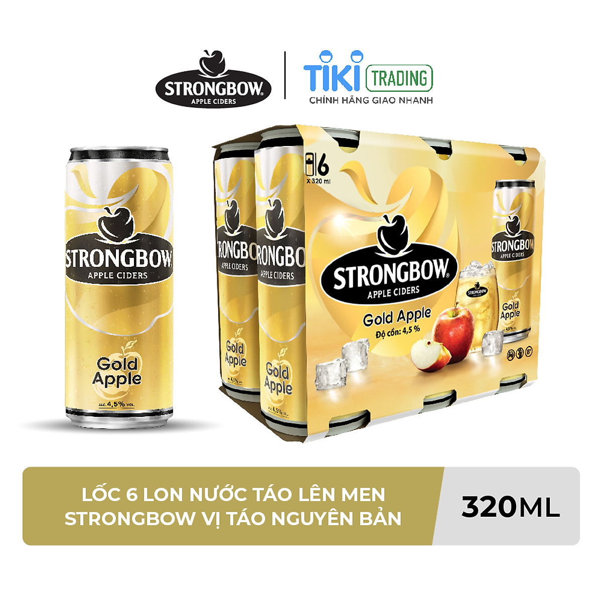 LỐC 6 LON NƯỚC TÁO LÊN MEN STRONGBOW VỊ TÁO NGUYÊN BẢN 320ML/LON