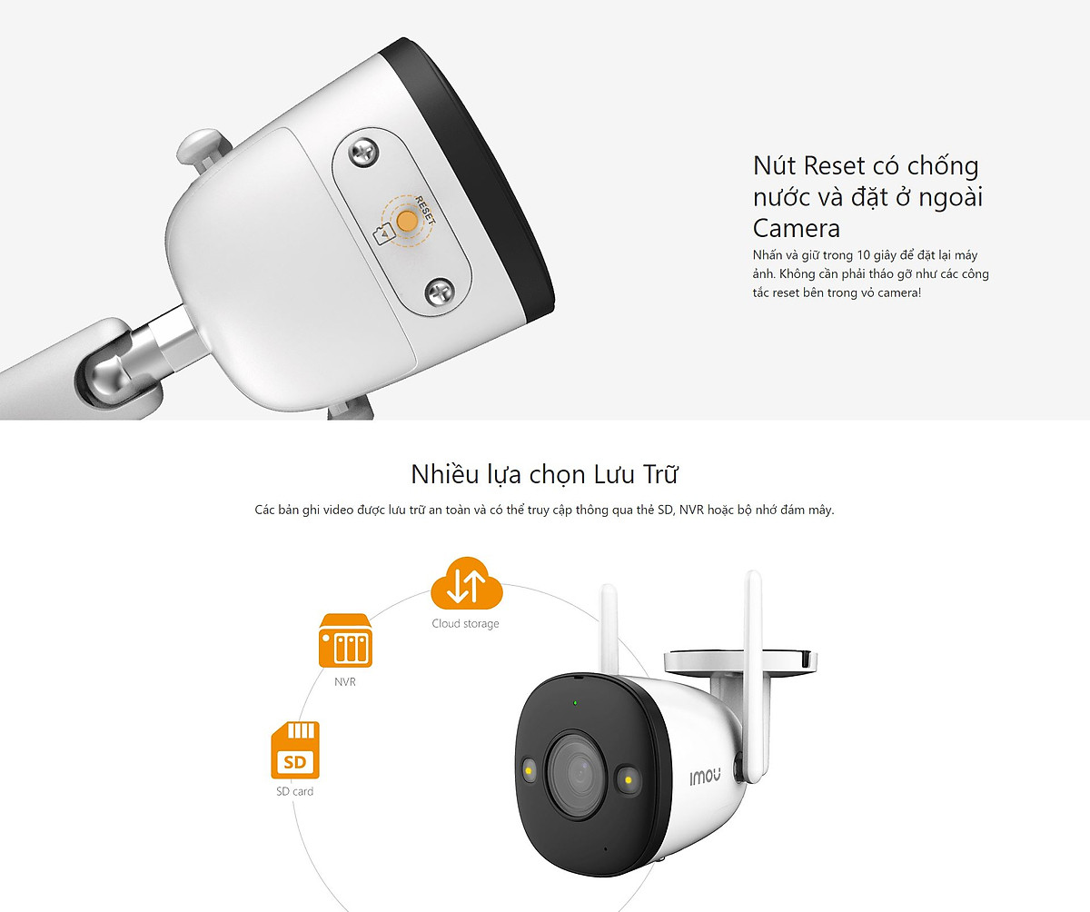 Camera IMOU Bullet 2/2C/2E 2MP ( IPC-F22P), Camera Ngoài Trời, Chống nước IP67, Chuẩn nén H265, Theo dõi chuyển động, Quay Màu ban đêm - Hãng Chính Hãng