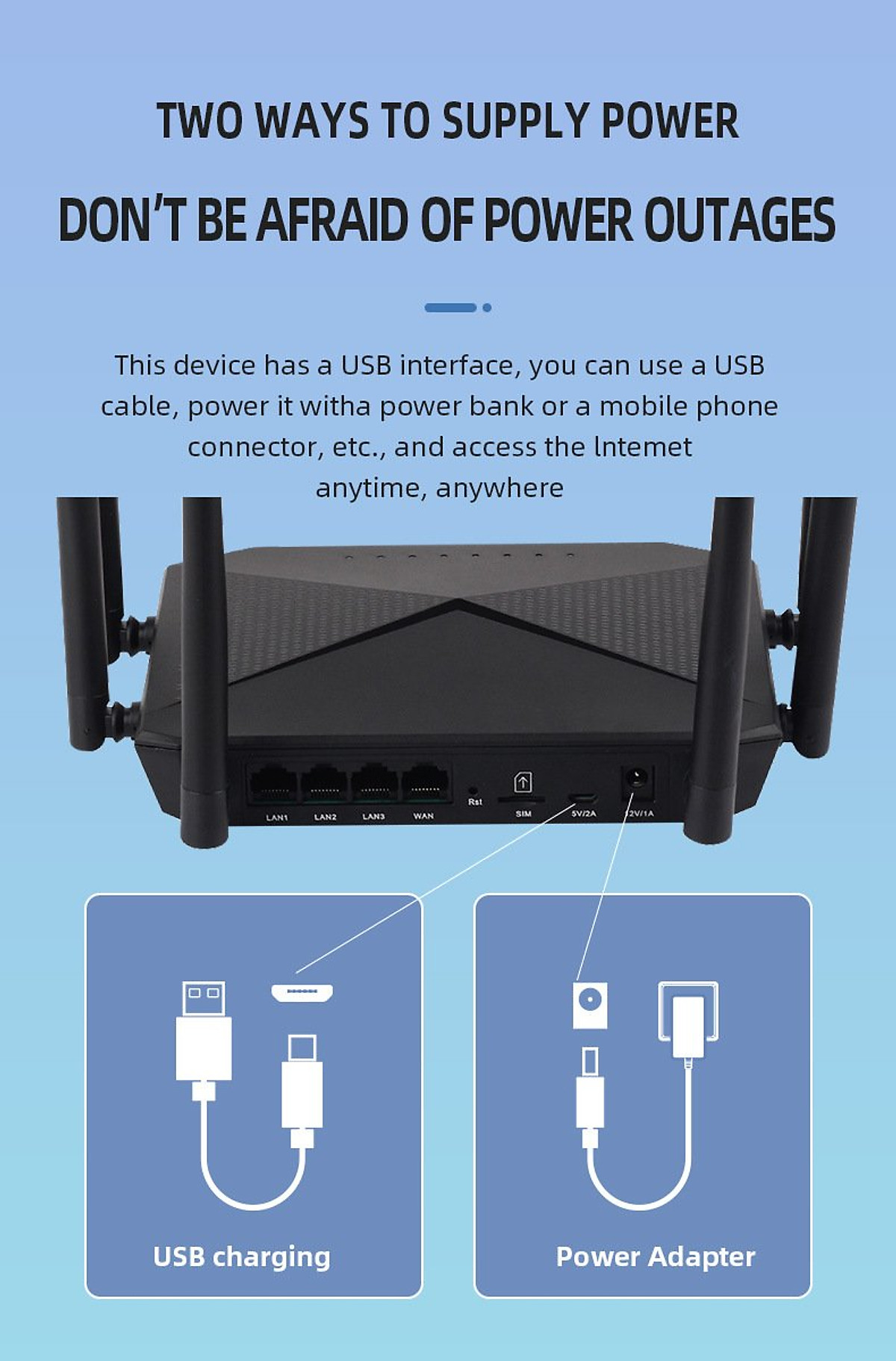 Phát wifi từ sim 4G B618 tích hợp 6 ăngten, bộ phát wifi 4G LTE có 4 cổng WAN/LAN, 6 ăngten Siêu Khỏe - hàng chính hãng