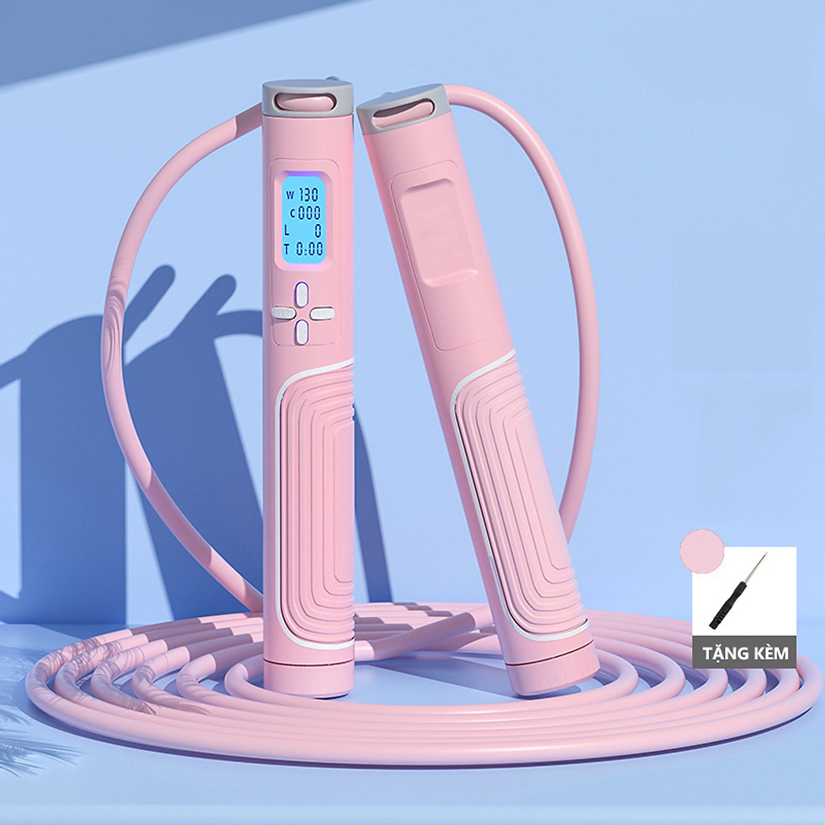 Dây nhảy thể dục điện tử đếm số vòng , calo , đếm ngược đồng hồ led hiển thị chính xác , dây PVC lõi thép Cleacco AT0117 - Hàng chính hãng BORO SPORT