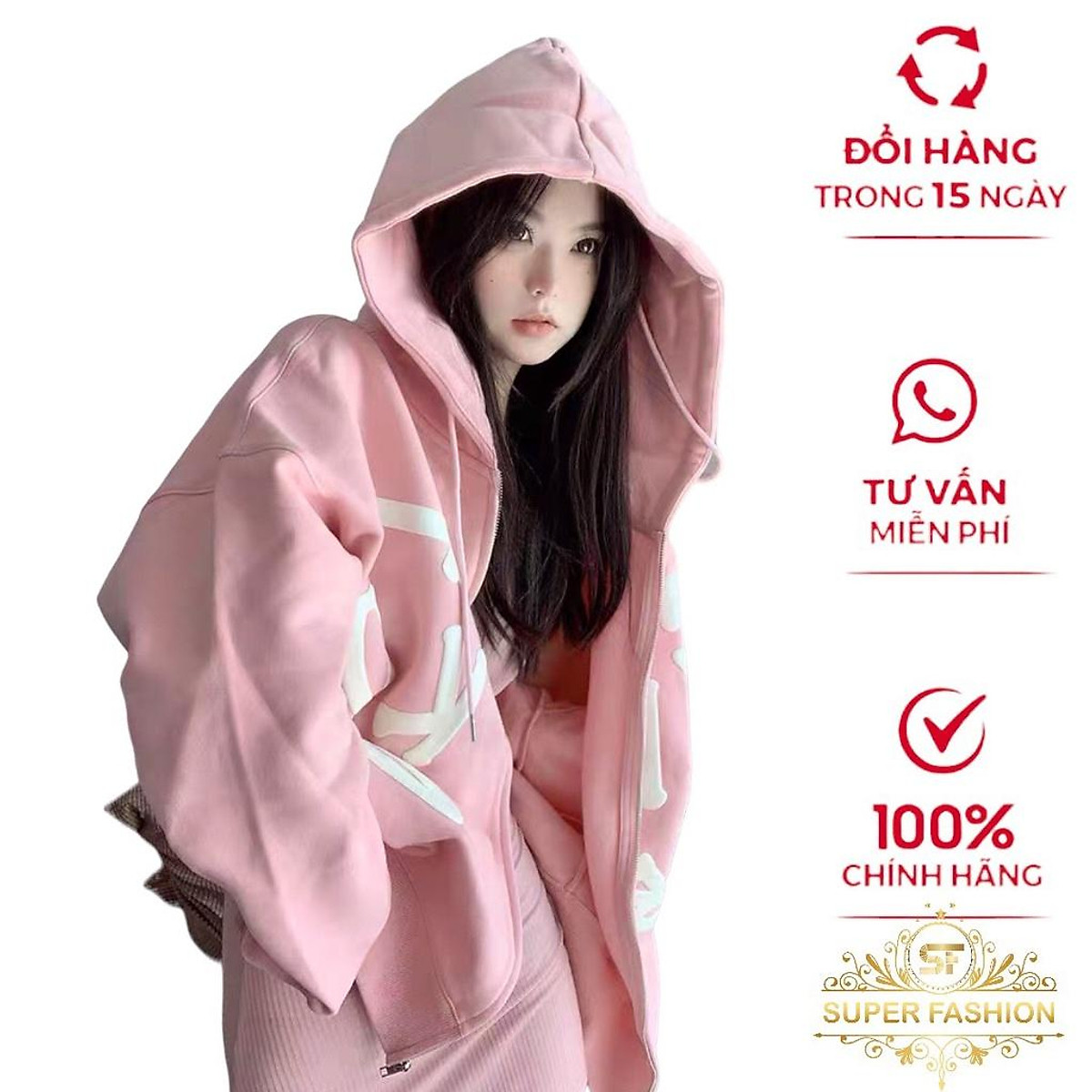 Áo Khoác Nữ CadiganNút Cài In Chữ Cái Form Rộng Mặc Đẹp Dáng Xinh Phong Cách FASHION