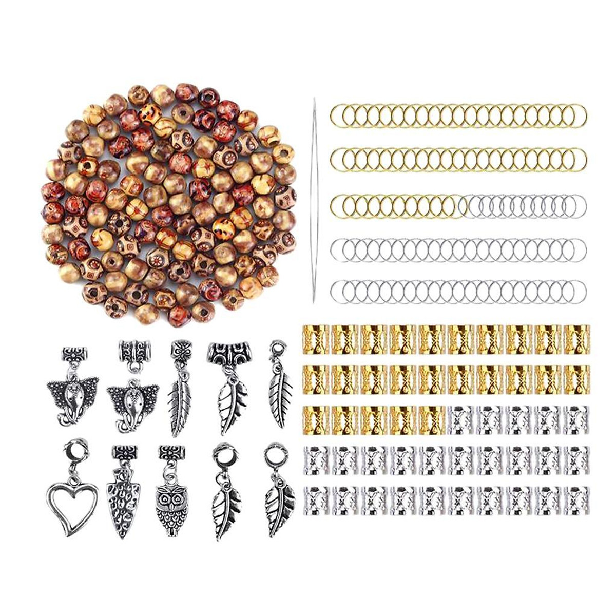 311Pcs Dreadlocks Beads Hair Braid Accessories Hoops with Natural Painted 311Pcs Dreadlocks Beads Hair Braid Accessories Hoops with Natural Painted