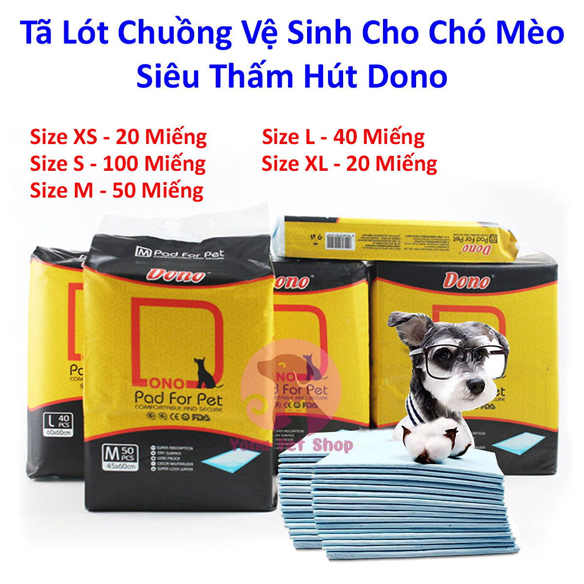 Tã Lót Chuồng Miếng Lót Vệ Sinh Cho Chó Mèo Siêu Thấm Hút Dono