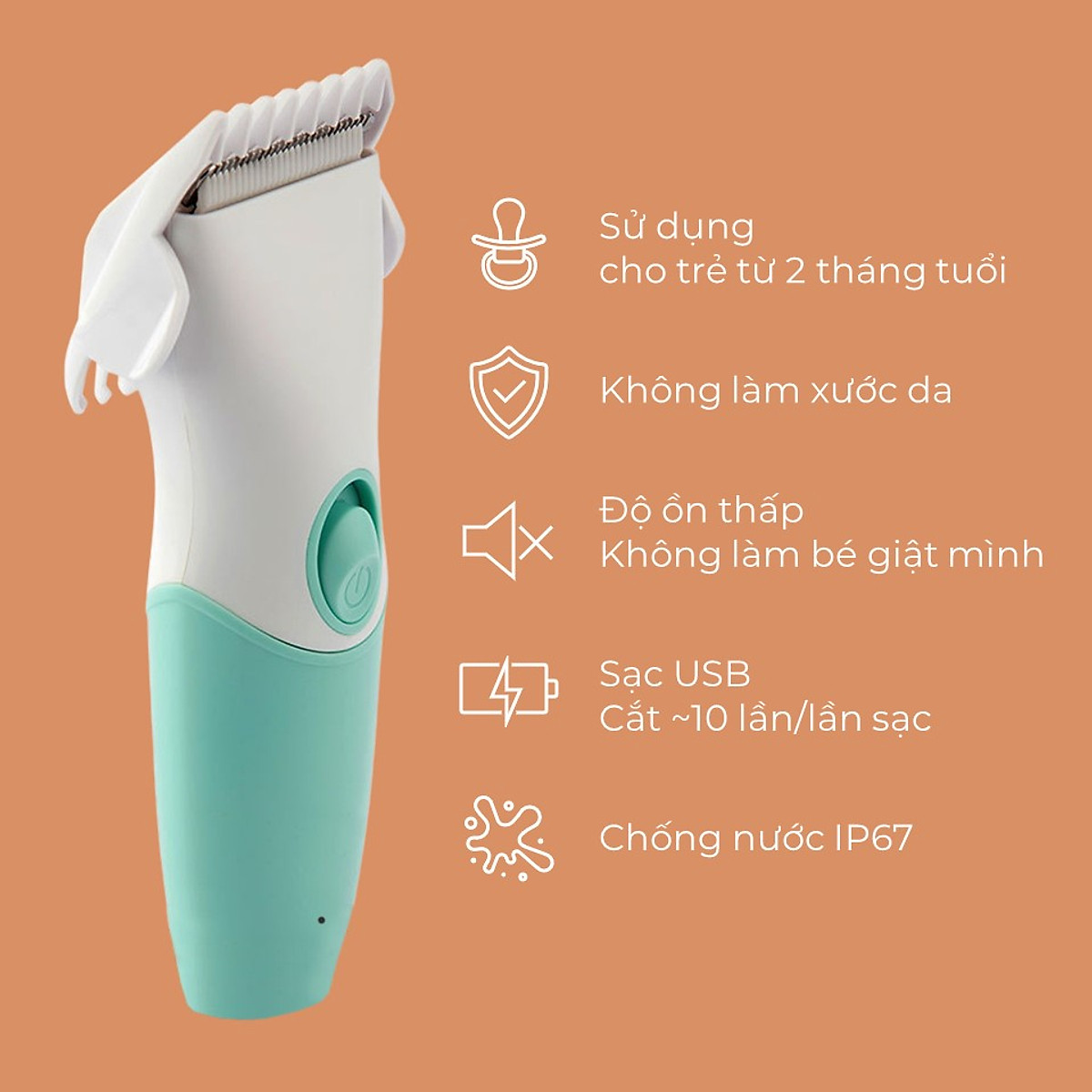 Tông đơ cắt tóc trẻ em chuyên nghiệp chấn viền tốt máy tăng đơ điện sạc pin có dây rời kèm 9 phụ kiện 3 lược chắn viền máy cắt tóc chống nước