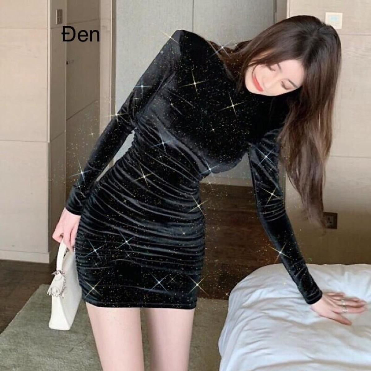 Áo dài bà sui nhung xanh đen đính đá  THANH NHÃ BOUTIQUE