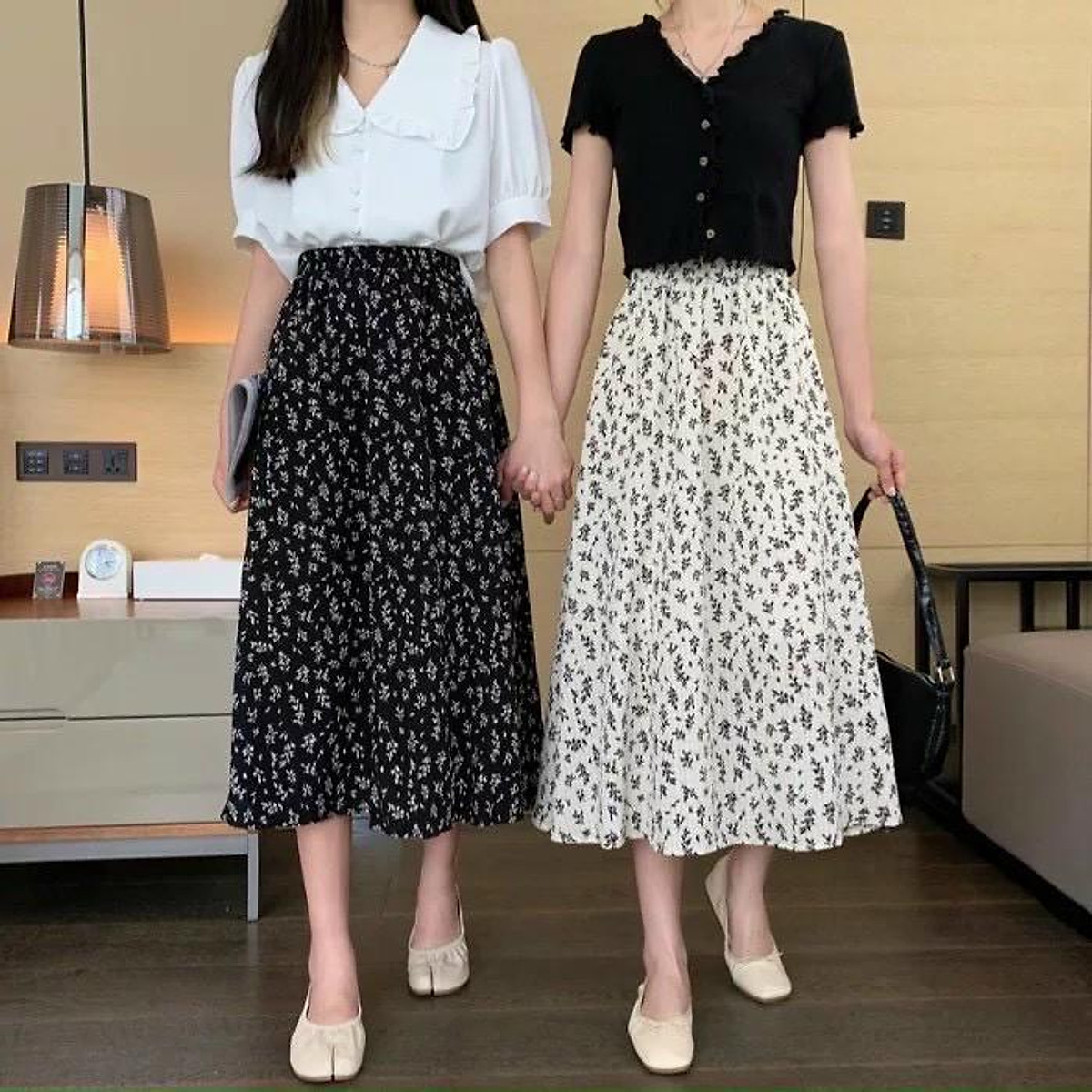 Chân Váy Hoa Nhí Phong Cách Vintage Chất Vải Voan Nhật 2 Lớp  Chân Váy  Ngắn Họa Tiết Hoa Nhí Cạp Chun 2 Lớp CV17  Shopee Việt Nam