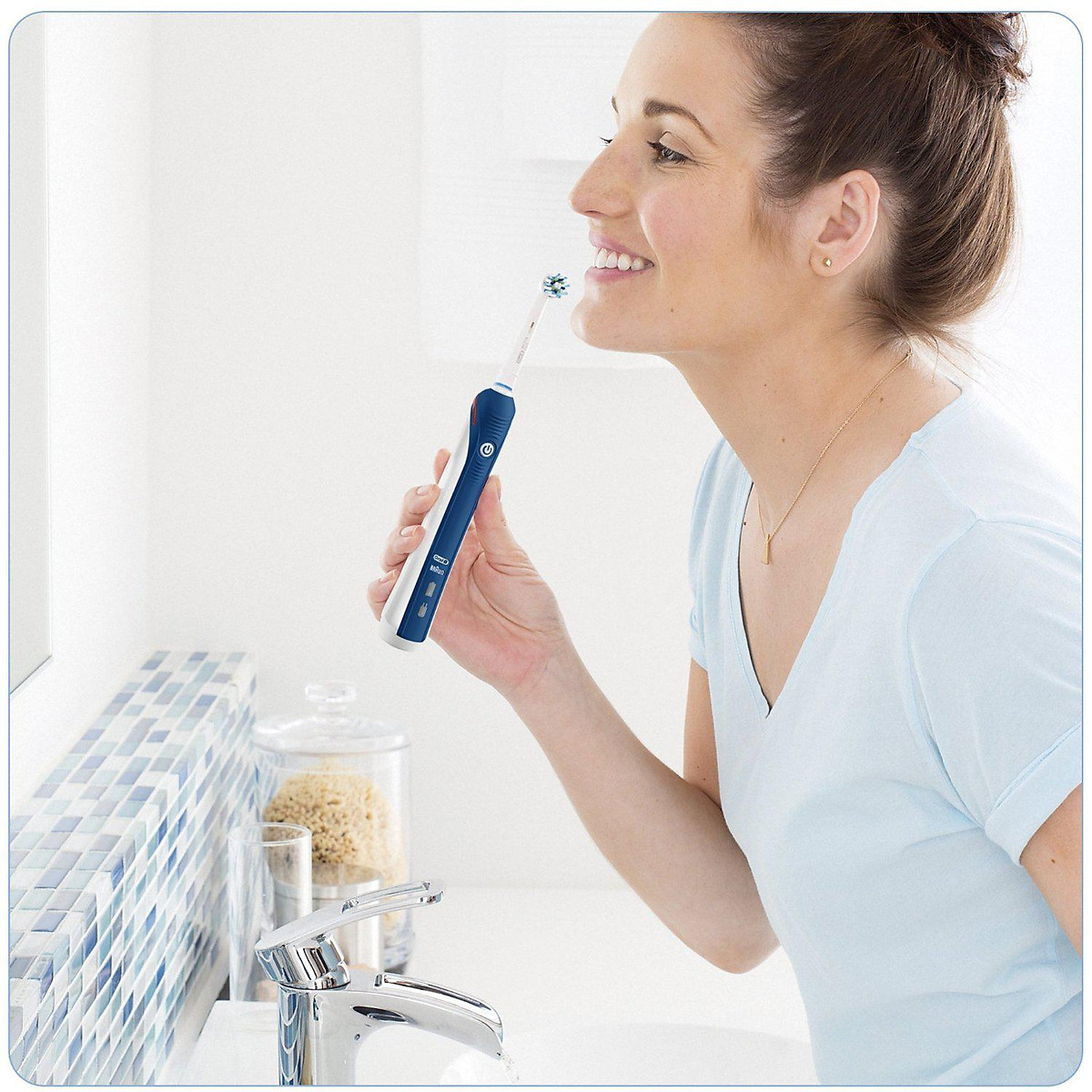Cho máy Oral B Braun, bộ 4 Đầu Bàn Chải đánh răng điện thay thế MIHOCO EB25-P New Floss Action, đánh tan mảng bám, cao răng, làm sạch vết ố
