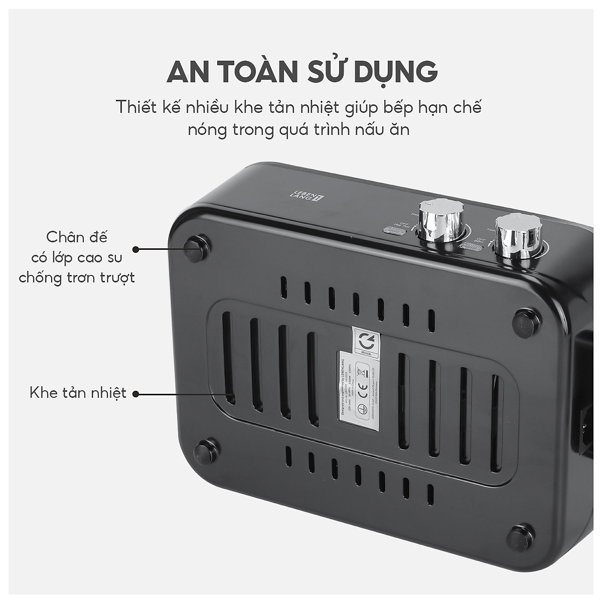 Nồi lẩu điện 2 ngăn mini Lebenlang LBL8583, bếp lẩu nướng 2in1 công suất 1300W, 1200ml nhanh gọn tiện lợi - hàng chính hãng