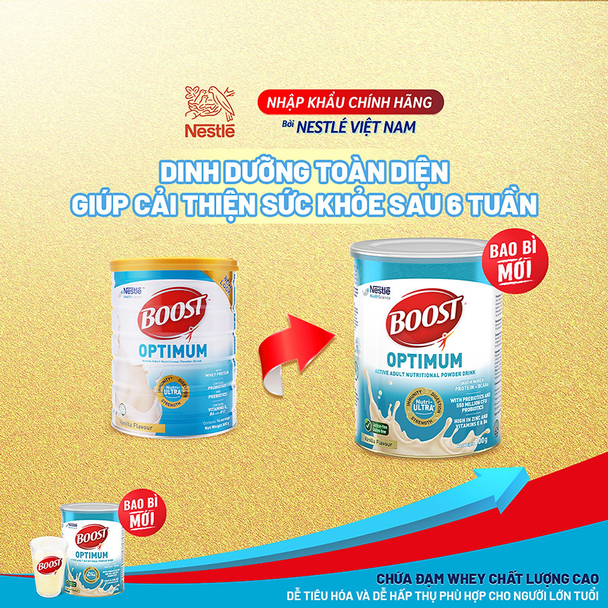 Sản phẩm dinh dưỡng y học Nestlé Boost Optimum bổ sung dinh dưỡng cho người lớn 400g