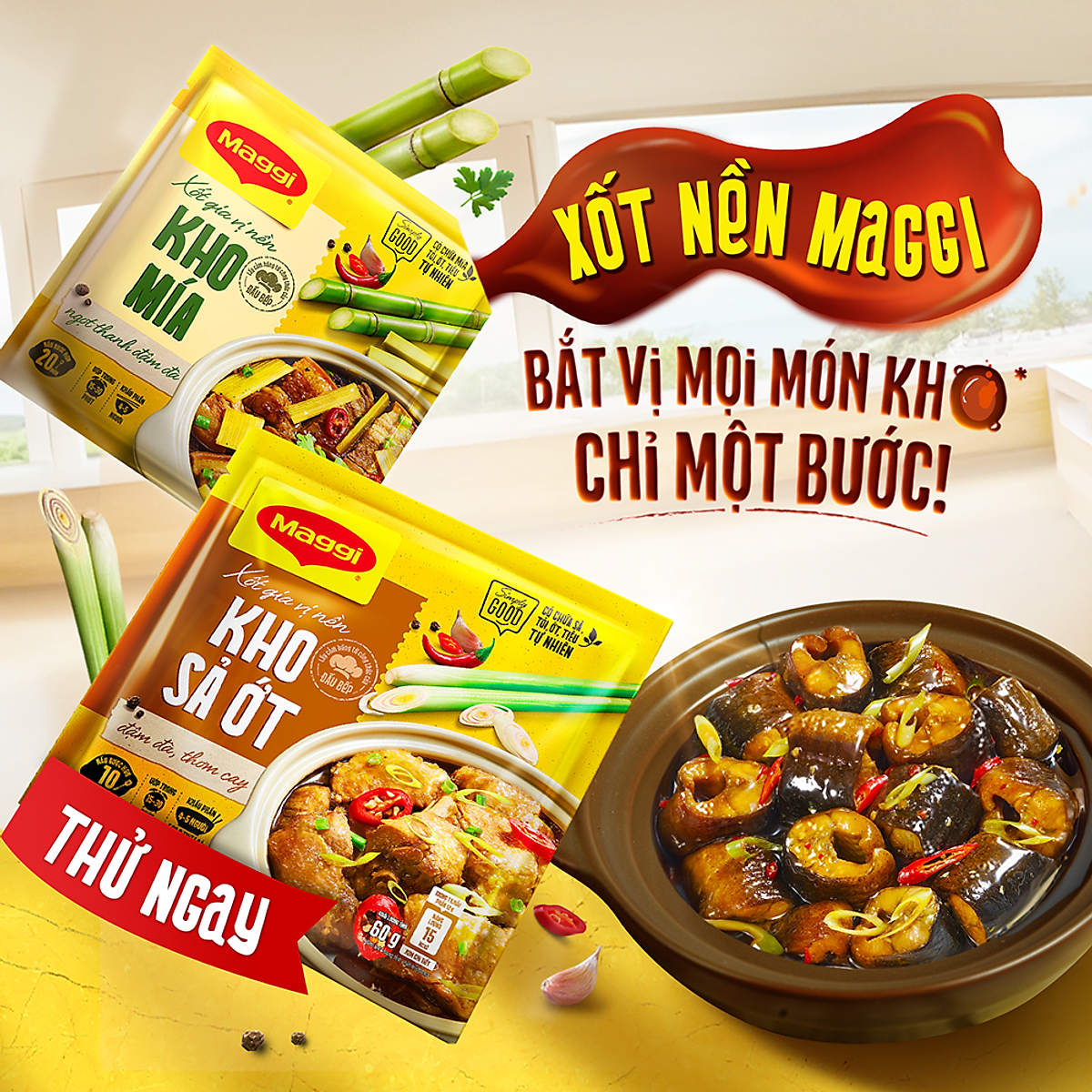 Hộp 10 gói Xốt gia vị nền Maggi Kho sả ớt