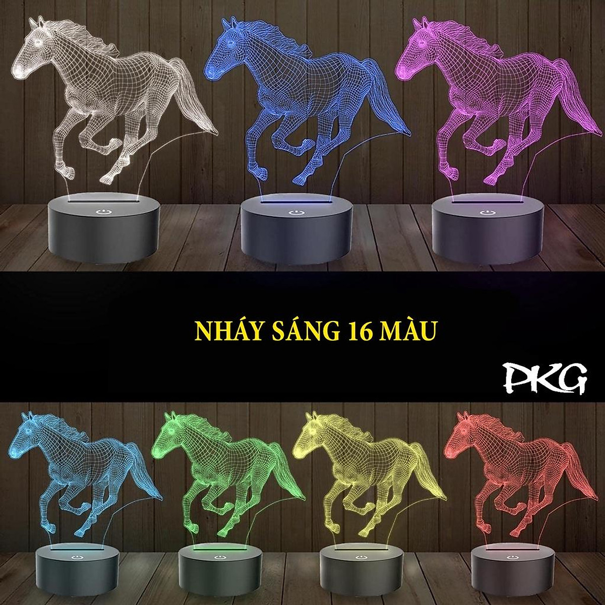 Đèn Ngủ Led 3D Hình Con Ngựa Mã Đáo Thành Công Quà Tặng Trang Trí cảm