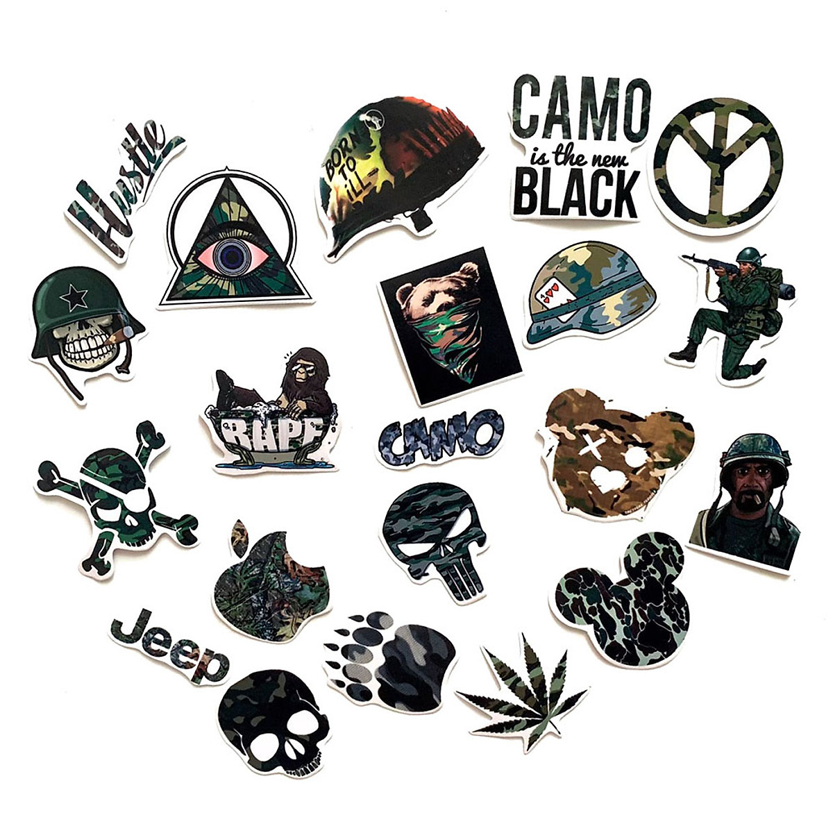 50 Sticker Camo Hình Dán Chủ Đề Camouflage Rằn Ri Họa Tiết Quân Đội Cực Ngầu