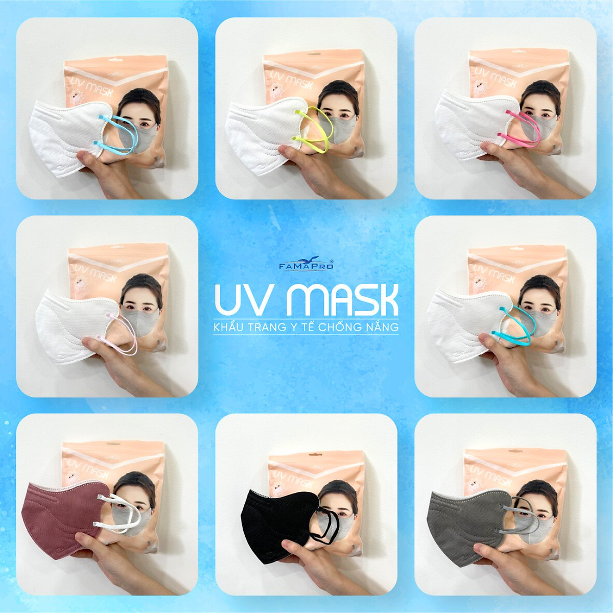 Khẩu trang y tế 5 lớp UV Famapro chống nắng hiệu quả với form rộng hơn,che chắn tốt hơn