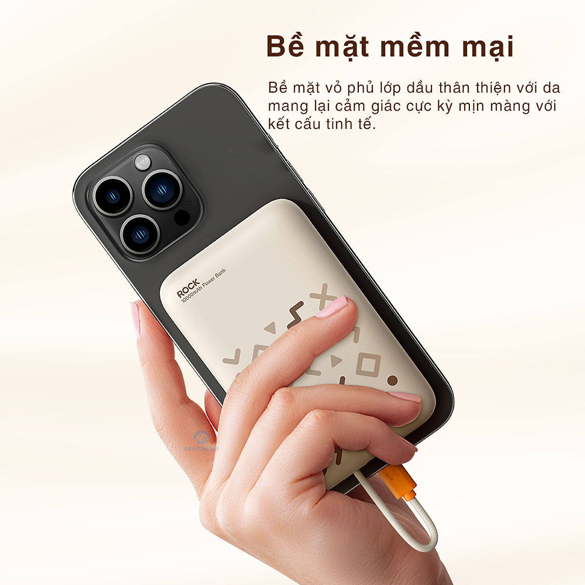 Pin sạc dự phòng sạc nhanh PD 20W ROCKSPACE P28 10.000 mAh Magnetic PD tích hợp cáp sạc nhanh - Hàng chính hãng bảo hành 12 tháng