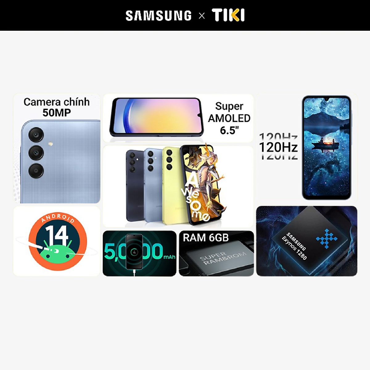 Điện Thoại Samsung Galaxy A25 5G (6GB/128GB) - Đã kích hoạt bảo hành điện tử - Hàng Chính Hãng