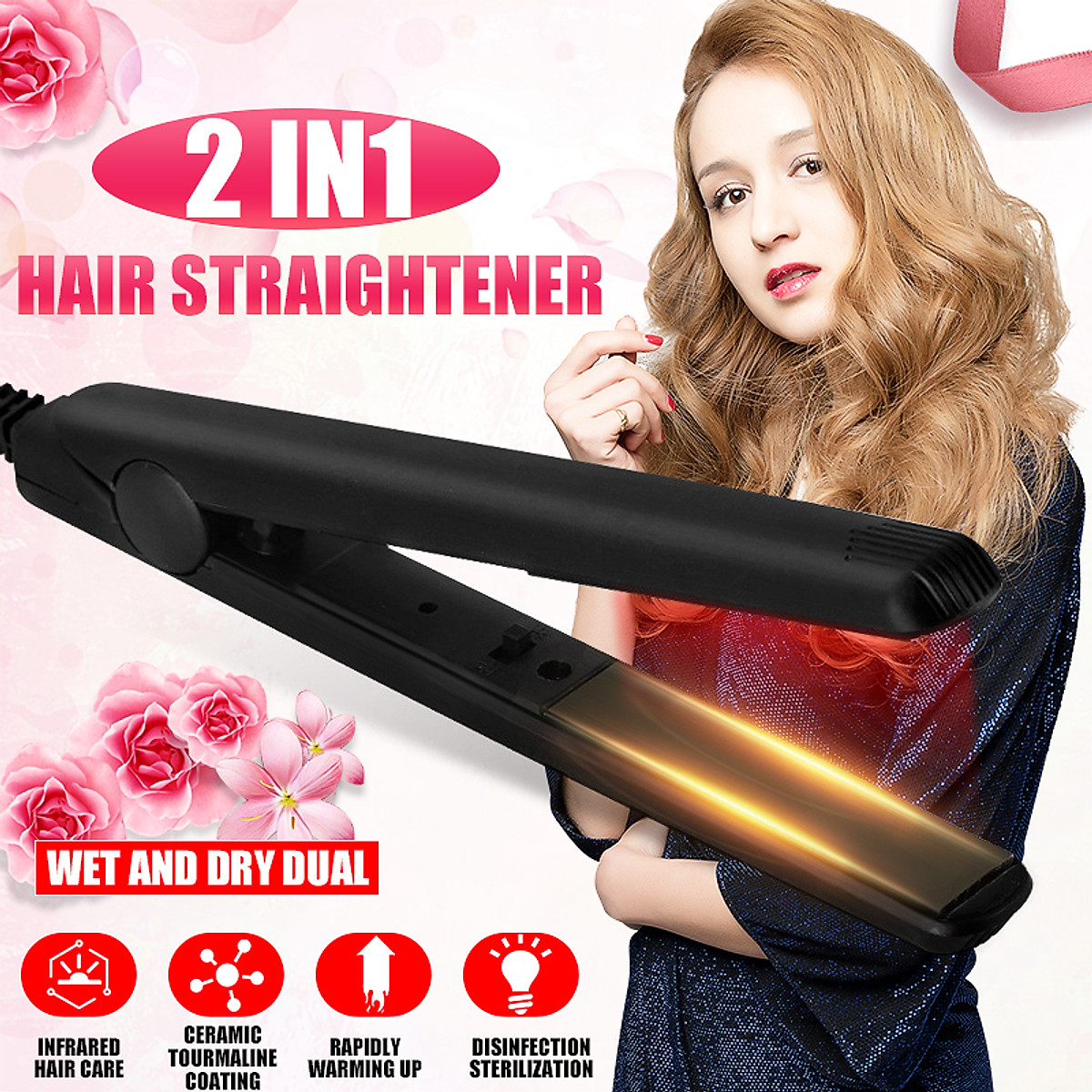 Mua 3 Styles 2 IN 1 Professional Steam Style Hair Straightener Curler  Titanium Flat Iron
