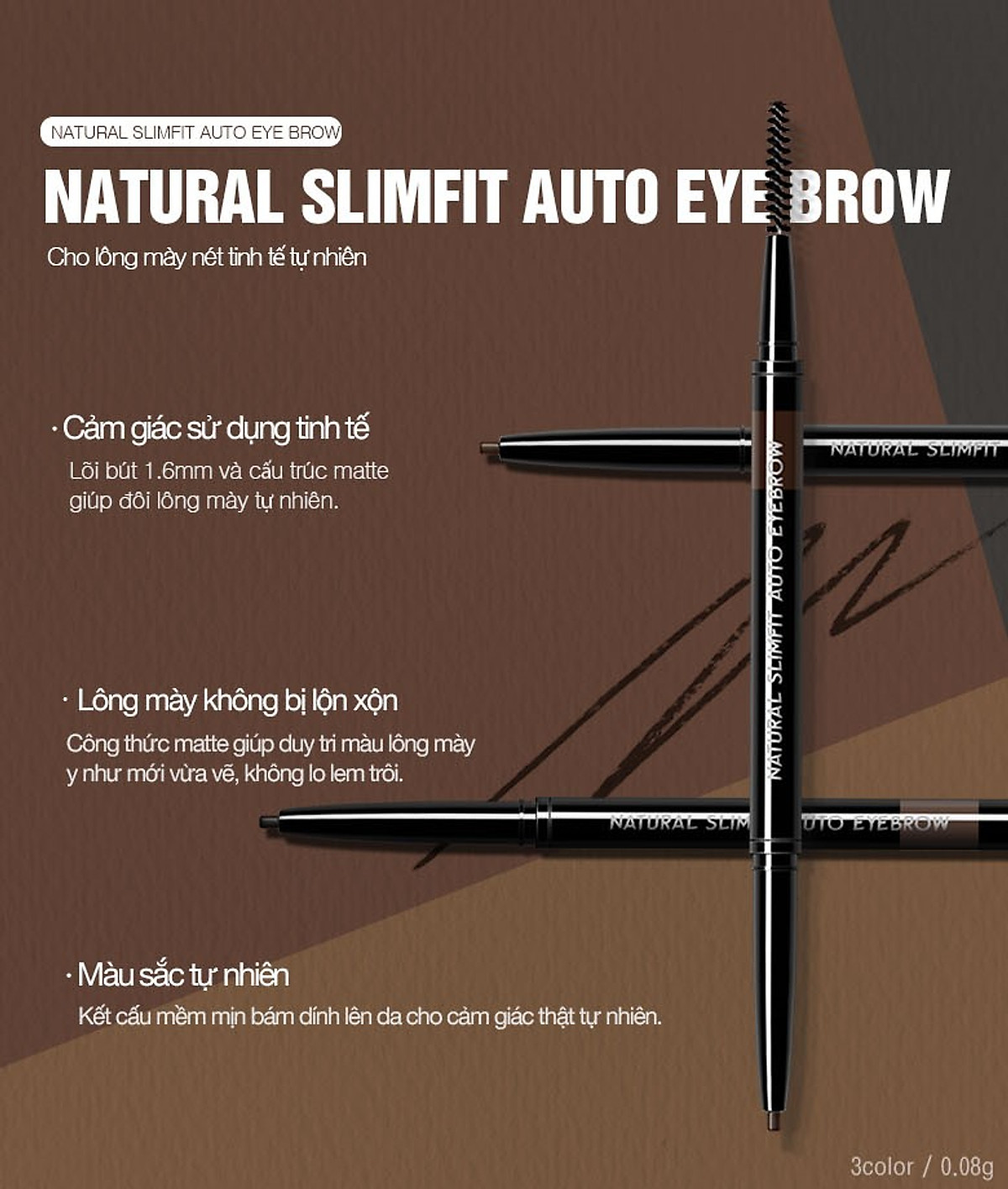 Chì Kẻ mày Eglips Natural Slimfit Auto Eyebrow 2 đầu (đầu nhỏ) 0.08g |  Eglips Official Store | Tiki