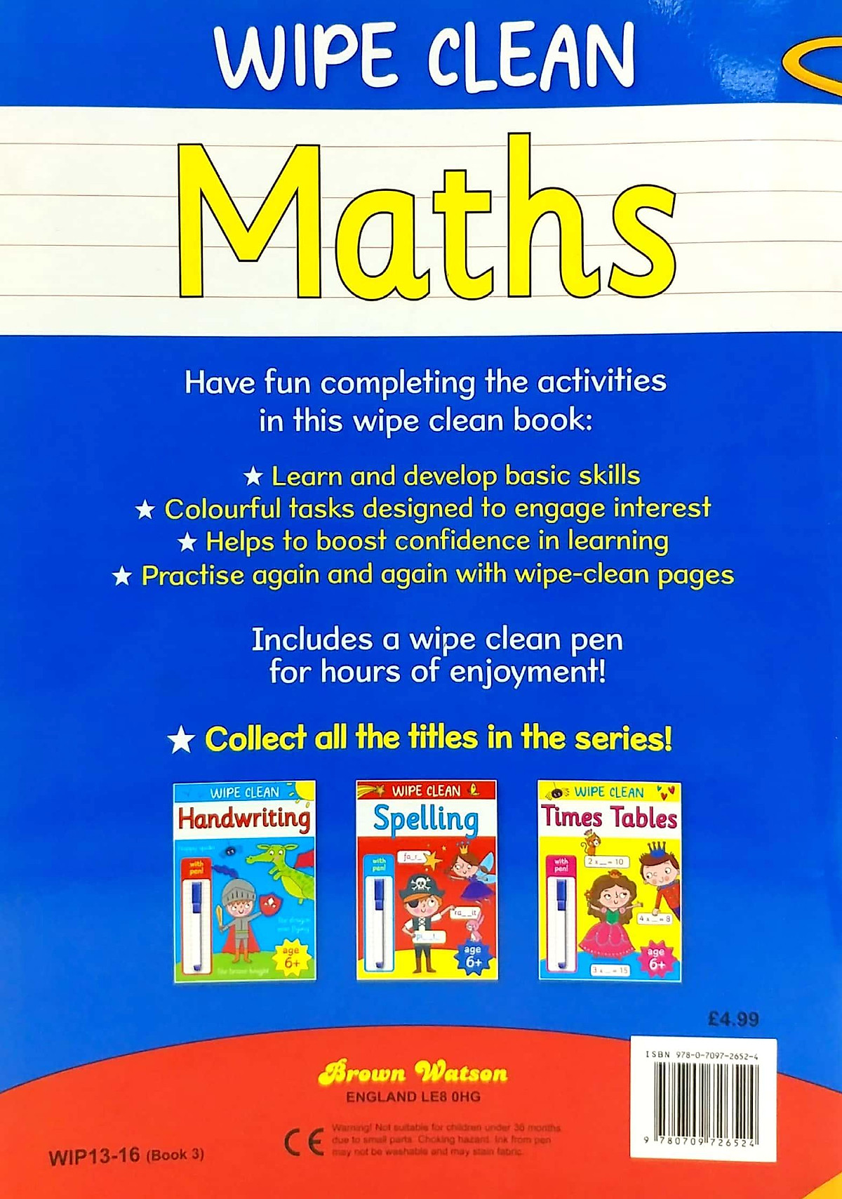 Wipe Clean Maths - Book With Pen Age 6+